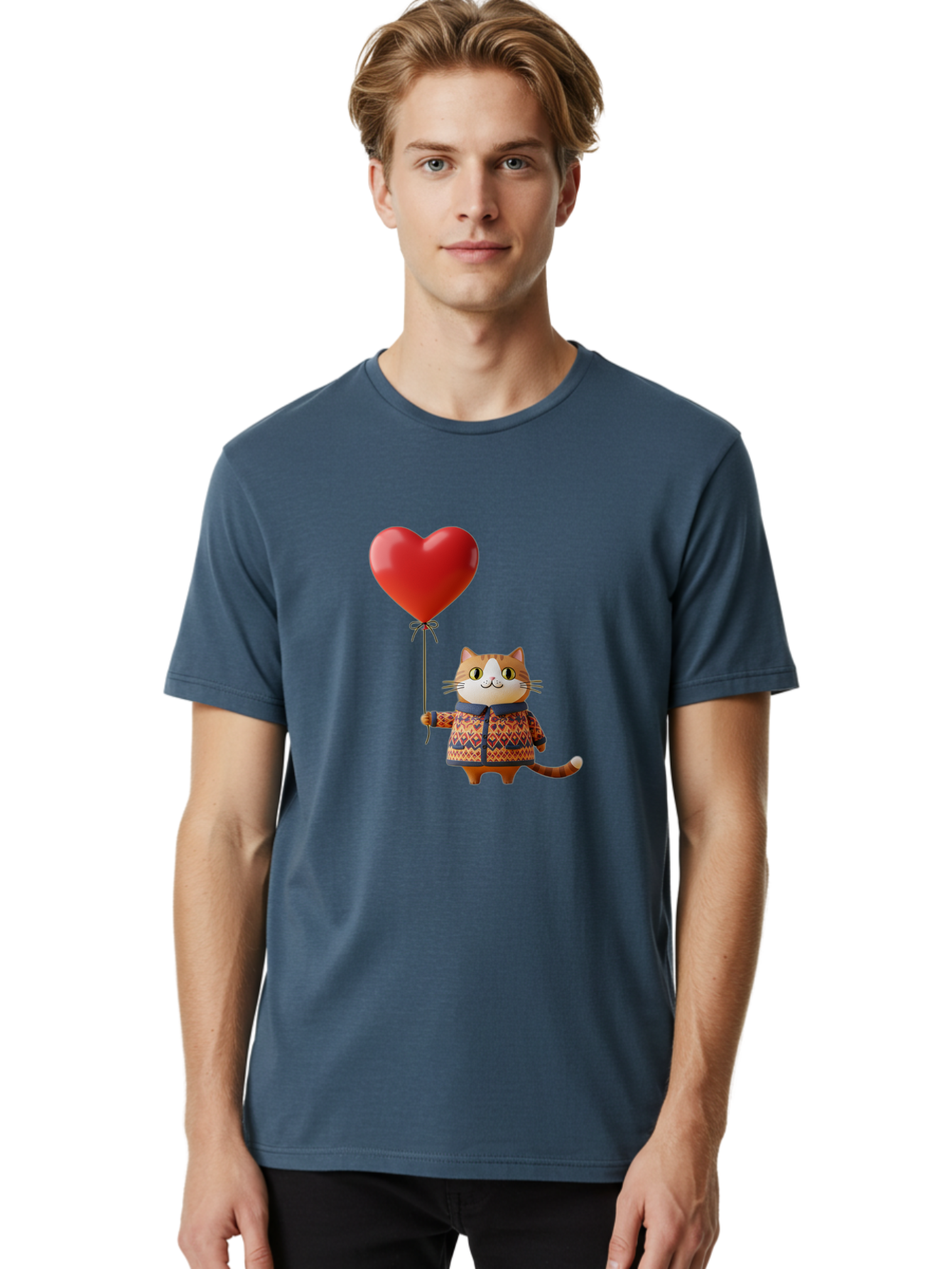 Cat-With-Heart-Balloon-3 Men'S Graphic Tee, 100% Cotton, Comfortable Casual Summer Wear, Machine Washable, Vintage Camera, Old Camera, Antique Camera, Black Camera, Classic Photography, Photography Equipment, Nostalgic Device, Film Camera, Bah710