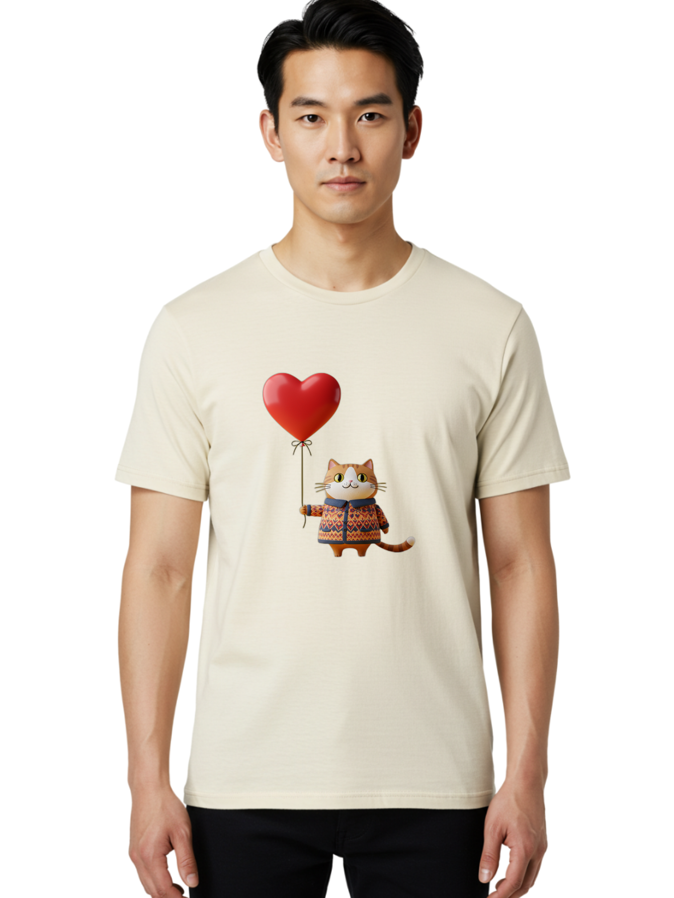 Cat-With-Heart-Balloon-3 Men'S Graphic Tee, 100% Cotton, Comfortable Casual Summer Wear, Machine Washable, Vintage Camera, Old Camera, Antique Camera, Black Camera, Classic Photography, Photography Equipment, Nostalgic Device, Film Camera, Bah710