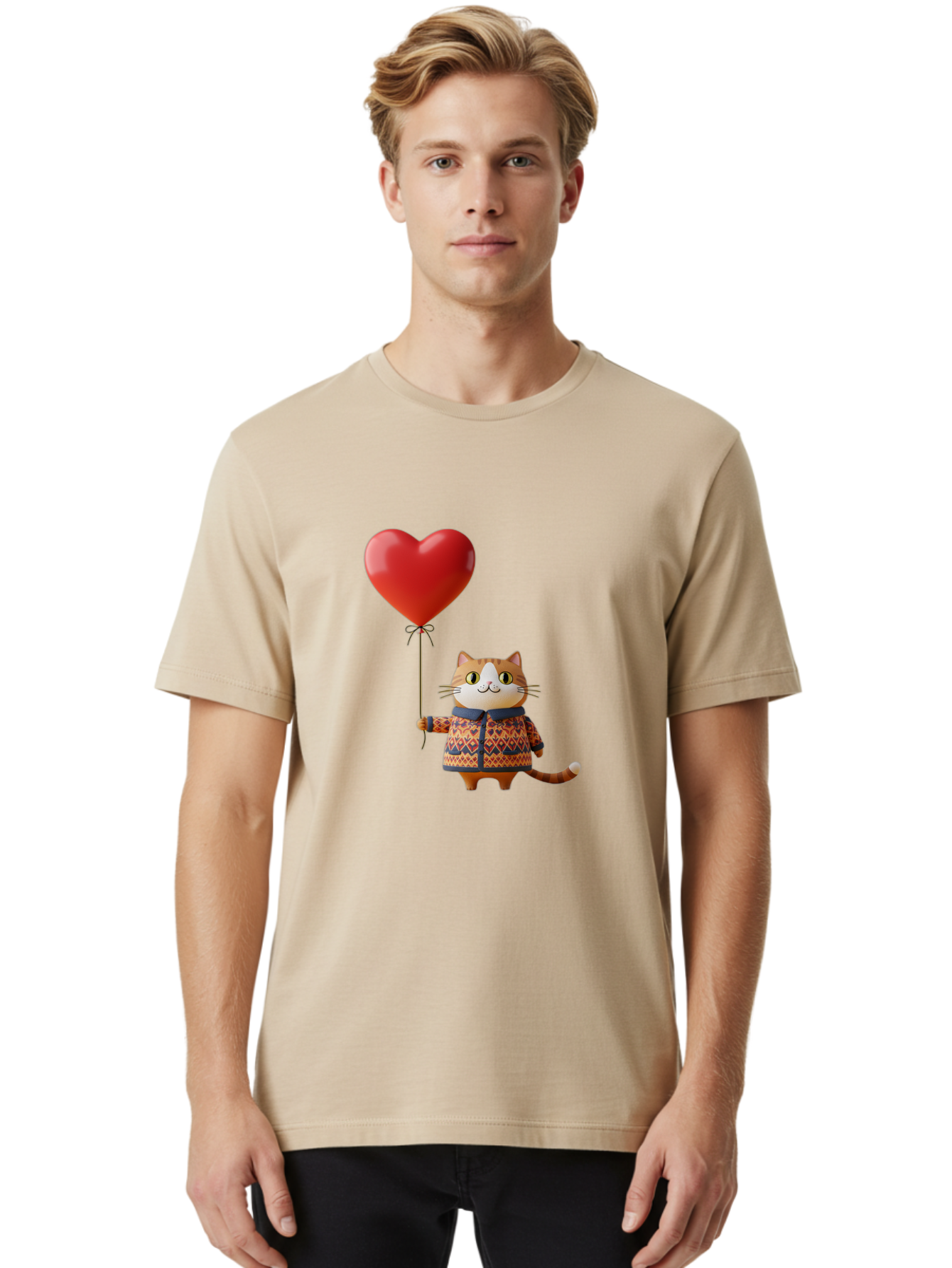 Cat-With-Heart-Balloon-3 Men'S Graphic Tee, 100% Cotton, Comfortable Casual Summer Wear, Machine Washable, Vintage Camera, Old Camera, Antique Camera, Black Camera, Classic Photography, Photography Equipment, Nostalgic Device, Film Camera, Bah710