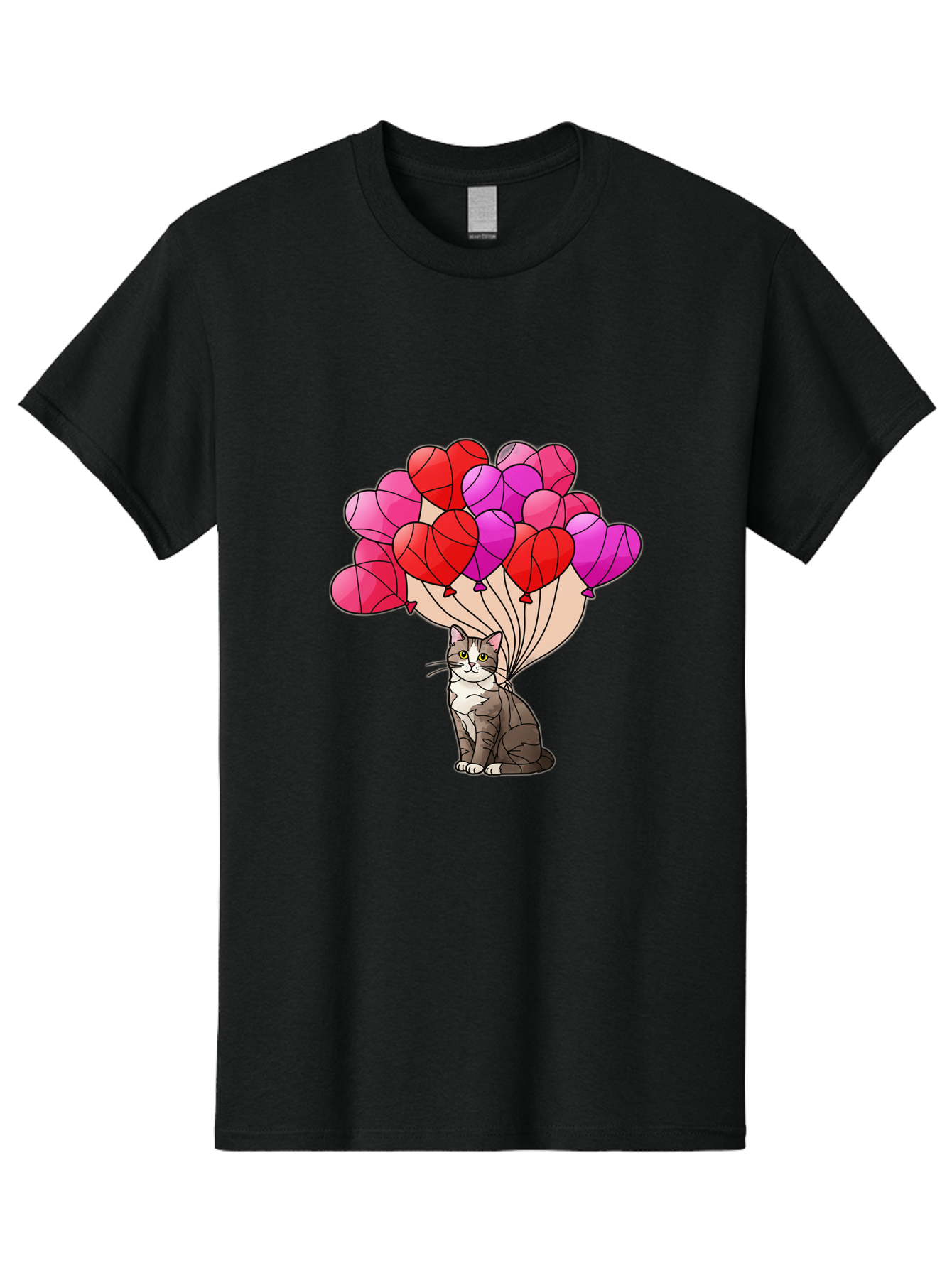 Cat-With-Heart-Balloons-2 Men'S Graphic Tee, 100% Cotton, Comfortable Casual Summer Wear, Machine Washable, Vintage Camera, Old Camera, Antique Camera, Black Camera, Classic Photography, Photography Equipment, Nostalgic Device, Film Camera, Bah714