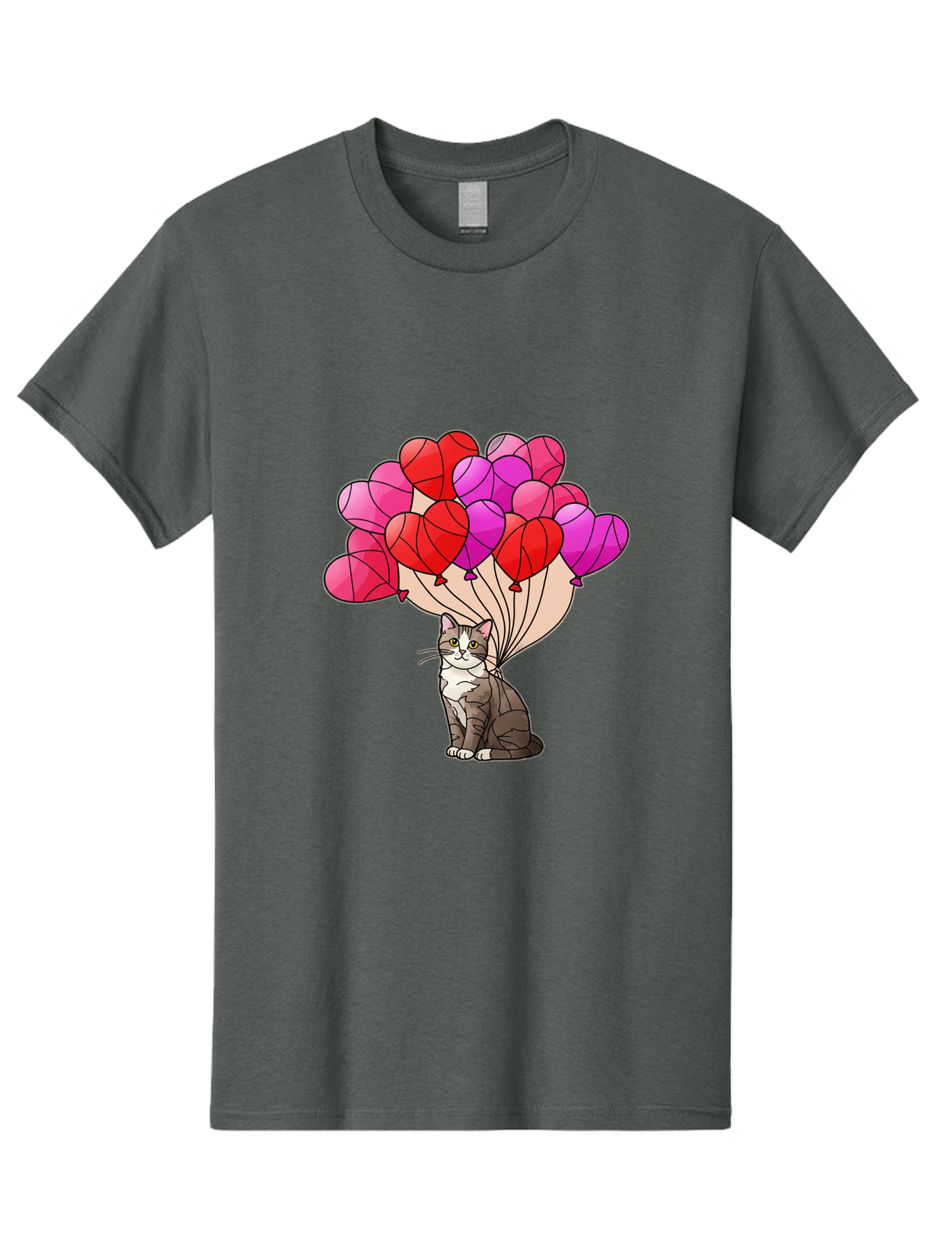 Cat-With-Heart-Balloons-2 Men'S Graphic Tee, 100% Cotton, Comfortable Casual Summer Wear, Machine Washable, Vintage Camera, Old Camera, Antique Camera, Black Camera, Classic Photography, Photography Equipment, Nostalgic Device, Film Camera, Bah714