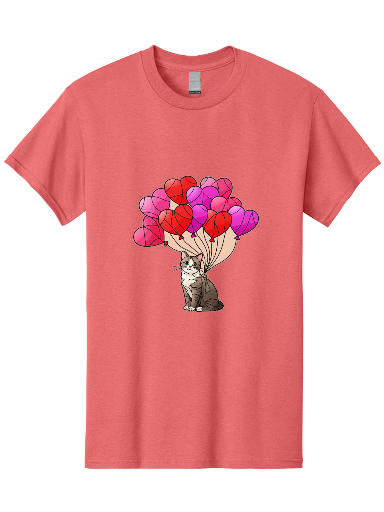 Cat-With-Heart-Balloons-2 Men'S Graphic Tee, 100% Cotton, Comfortable Casual Summer Wear, Machine Washable, Vintage Camera, Old Camera, Antique Camera, Black Camera, Classic Photography, Photography Equipment, Nostalgic Device, Film Camera, Bah714