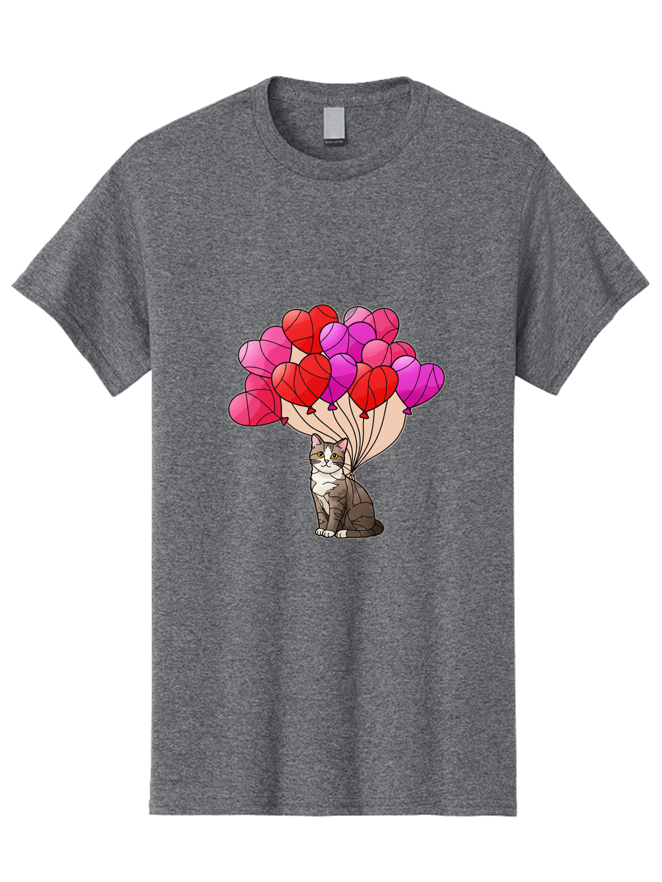 Cat-With-Heart-Balloons-2 Men'S Graphic Tee, 100% Cotton, Comfortable Casual Summer Wear, Machine Washable, Vintage Camera, Old Camera, Antique Camera, Black Camera, Classic Photography, Photography Equipment, Nostalgic Device, Film Camera, Bah714