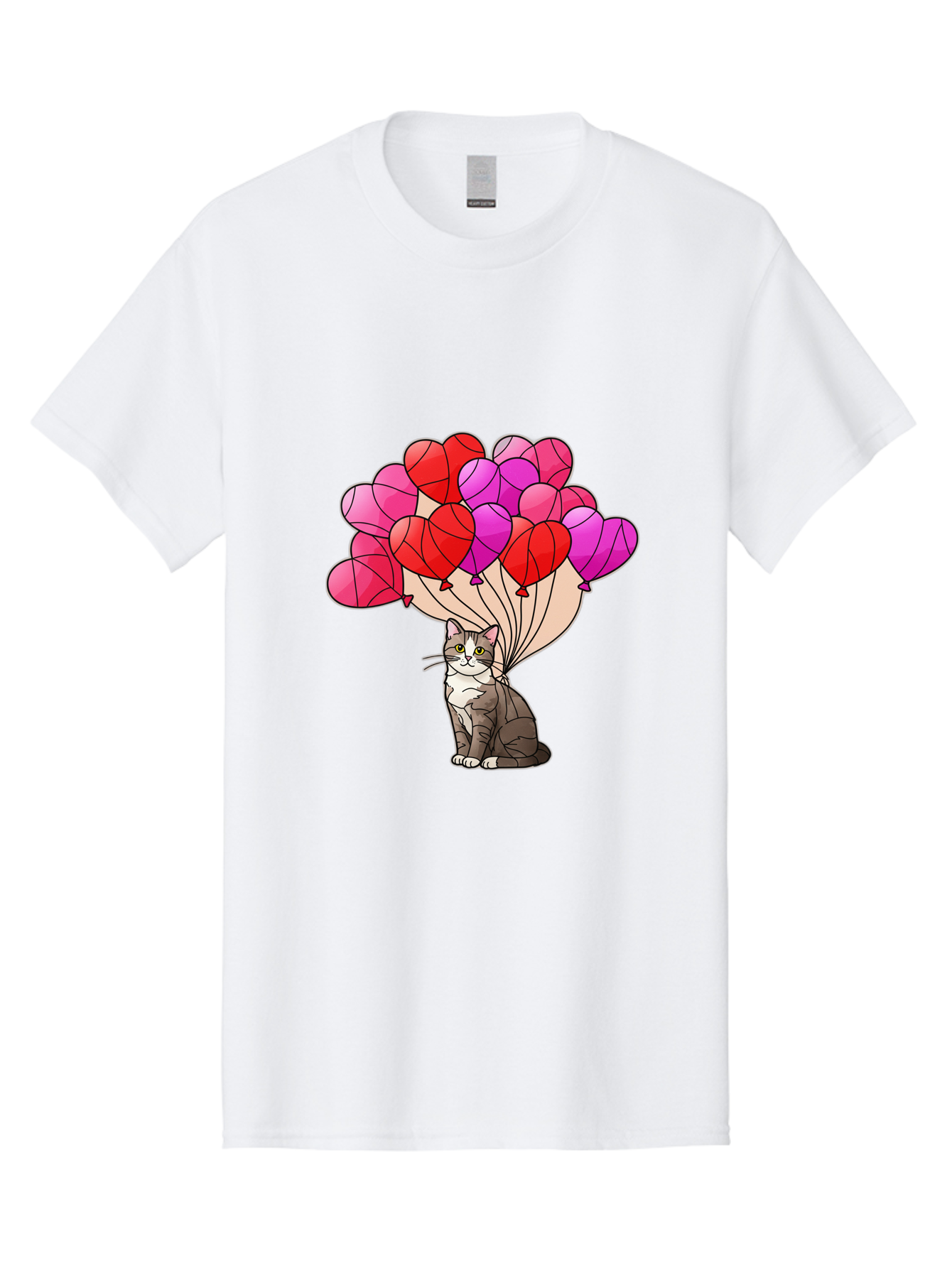 Cat-With-Heart-Balloons-2 Men'S Graphic Tee, 100% Cotton, Comfortable Casual Summer Wear, Machine Washable, Vintage Camera, Old Camera, Antique Camera, Black Camera, Classic Photography, Photography Equipment, Nostalgic Device, Film Camera, Bah714