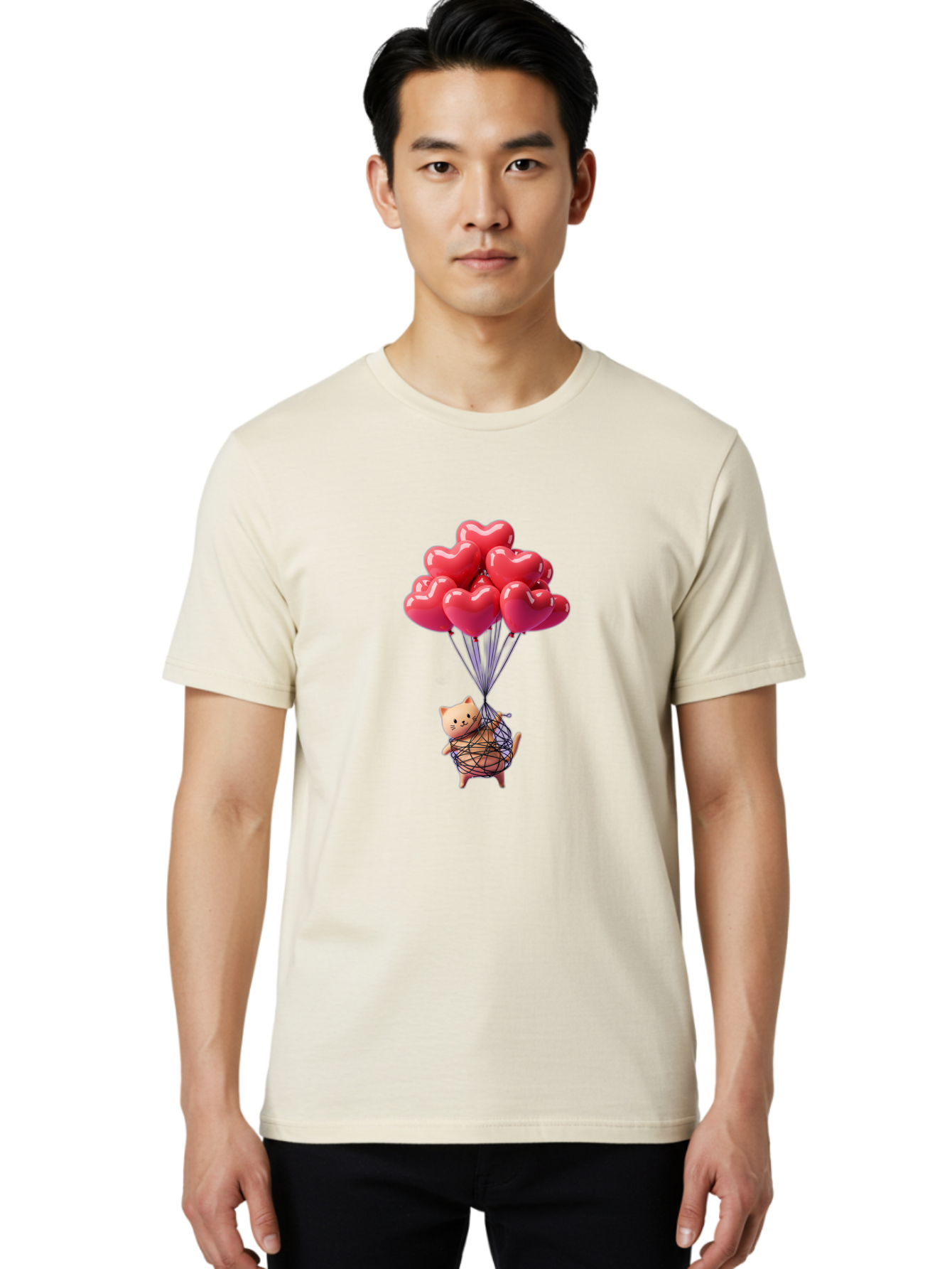 Cat-With-Heart-Balloons Men'S Graphic Tee, 100% Cotton, Comfortable Casual Summer Wear, Machine Washable, Vintage Camera, Old Camera, Antique Camera, Black Camera, Classic Photography, Photography Equipment, Nostalgic Device, Film Camera, Bah715