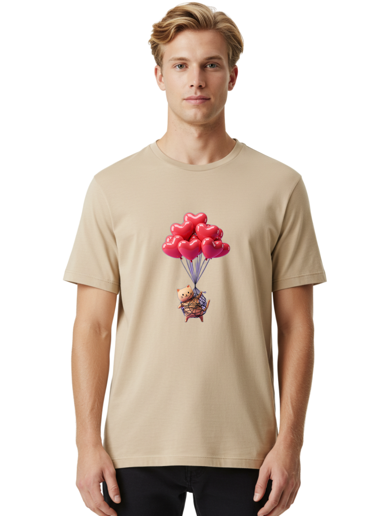 Cat-With-Heart-Balloons Men'S Graphic Tee, 100% Cotton, Comfortable Casual Summer Wear, Machine Washable, Vintage Camera, Old Camera, Antique Camera, Black Camera, Classic Photography, Photography Equipment, Nostalgic Device, Film Camera, Bah715