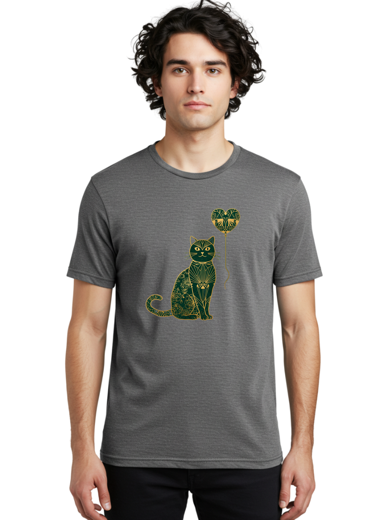 Cat-With-Heart-Shaped-Balloon-1 Men'S Graphic Tee, 100% Cotton, Comfortable Casual Summer Wear, Machine Washable, Vintage Camera, Old Camera, Antique Camera, Black Camera, Classic Photography, Photography Equipment, Nostalgic Device, Bah716