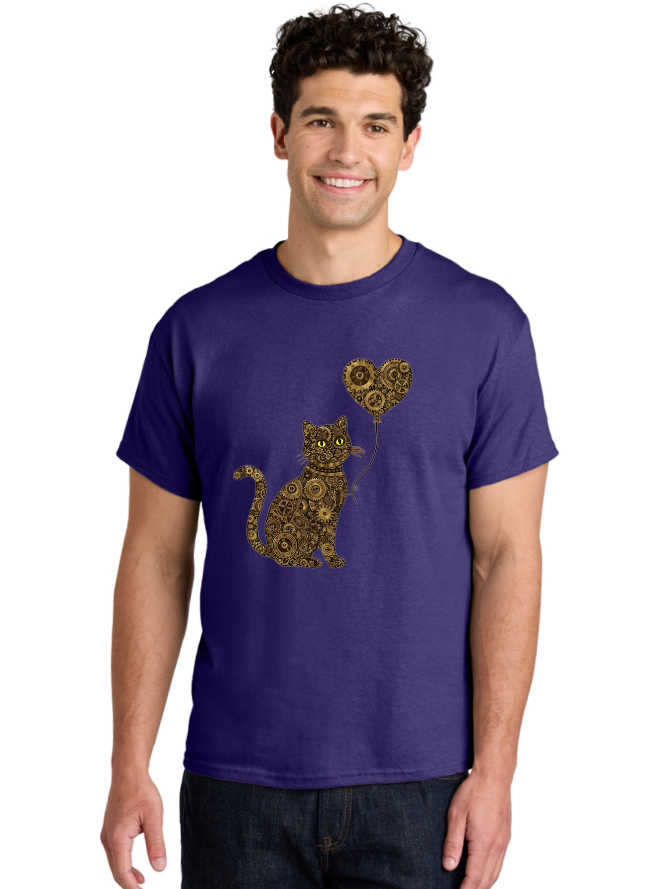 Cat-With-Heart-Shaped-Balloon Men'S Graphic Tee, 100% Cotton, Comfortable Casual Summer Wear, Machine Washable, Vintage Camera, Old Camera, Antique Camera, Black Camera, Classic Photography, Photography Equipment, Nostalgic Device, Bah717