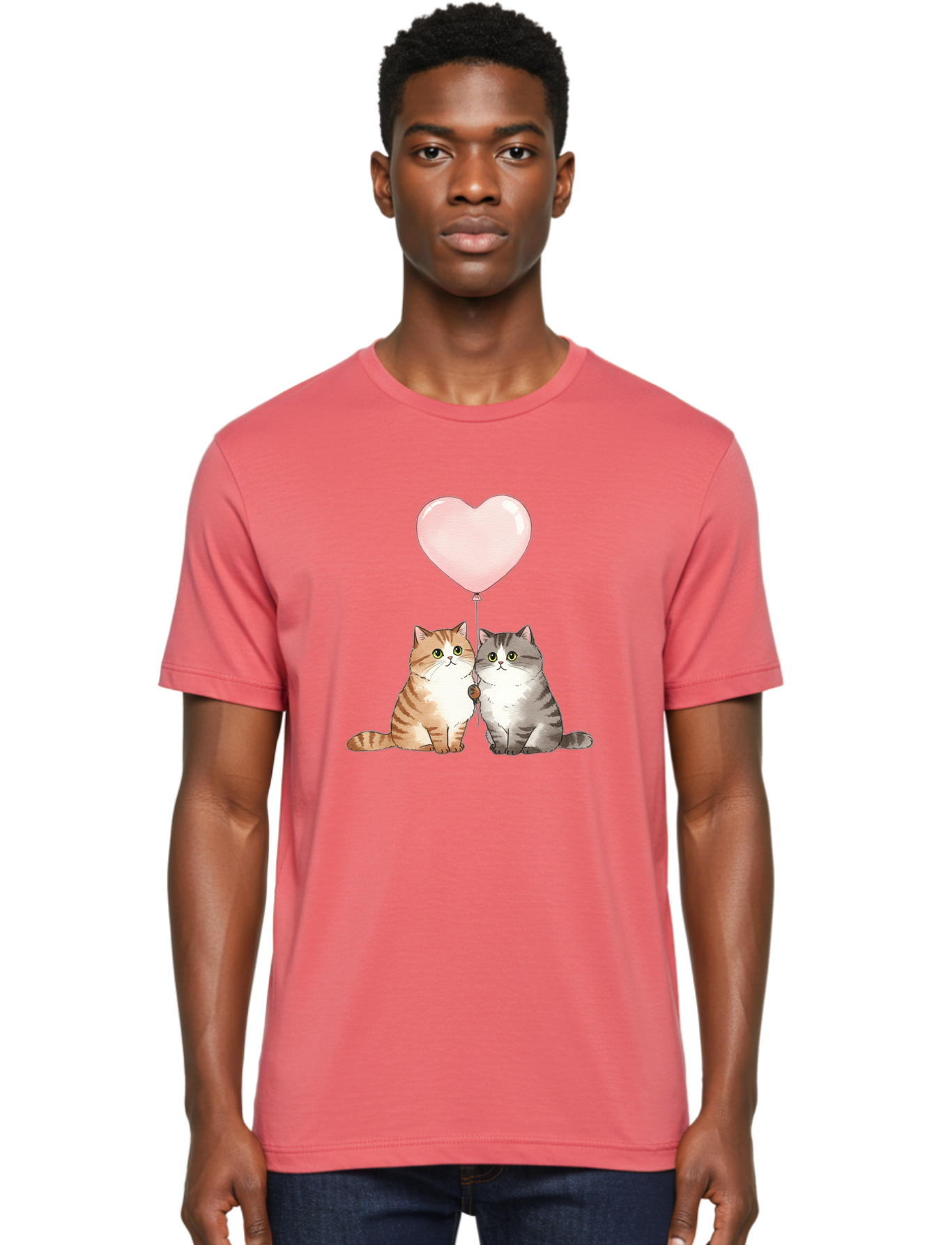 Cats-With-Heart-Balloon-2 Men'S Graphic Tee, 100% Cotton, Comfortable Casual Summer Wear, Machine Washable, Vintage Camera, Old Camera, Antique Camera, Black Camera, Classic Photography, Photography Equipment, Nostalgic Device, Film Camera, Bah723