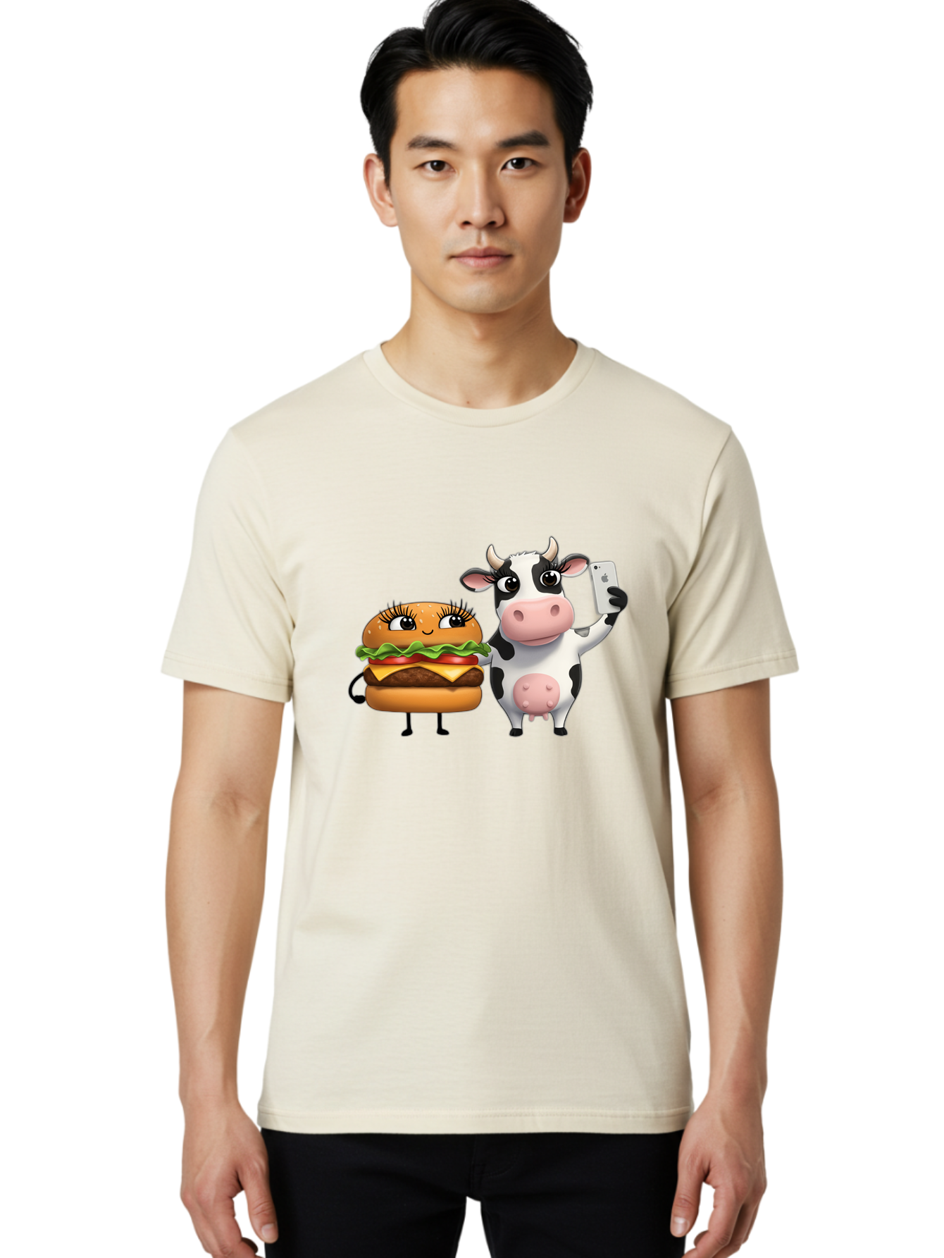 Cheeseburger-Cow-1 Men'S Graphic Tee, 100% Cotton, Comfortable Casual Summer Wear, Machine Washable, Vintage Camera, Old Camera, Antique Camera, Black Camera, Classic Photography, Photography Equipment, Nostalgic Device, Film Camera, Bah726