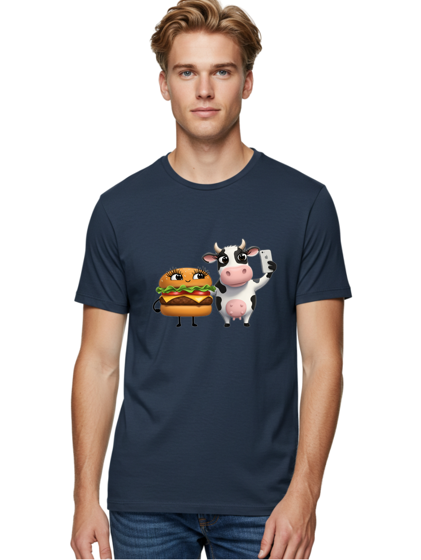 Cheeseburger-Cow-1 Men'S Graphic Tee, 100% Cotton, Comfortable Casual Summer Wear, Machine Washable, Vintage Camera, Old Camera, Antique Camera, Black Camera, Classic Photography, Photography Equipment, Nostalgic Device, Film Camera, Bah726