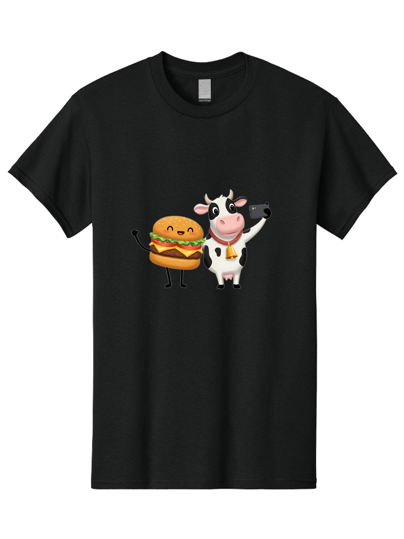 Cheeseburger-Cow Men'S Graphic Tee, 100% Cotton, Comfortable Casual Summer Wear, Machine Washable, Vintage Camera, Old Camera, Antique Camera, Black Camera, Classic Photography, Photography Equipment, Nostalgic Device, Film Camera, Camera Art Bah727