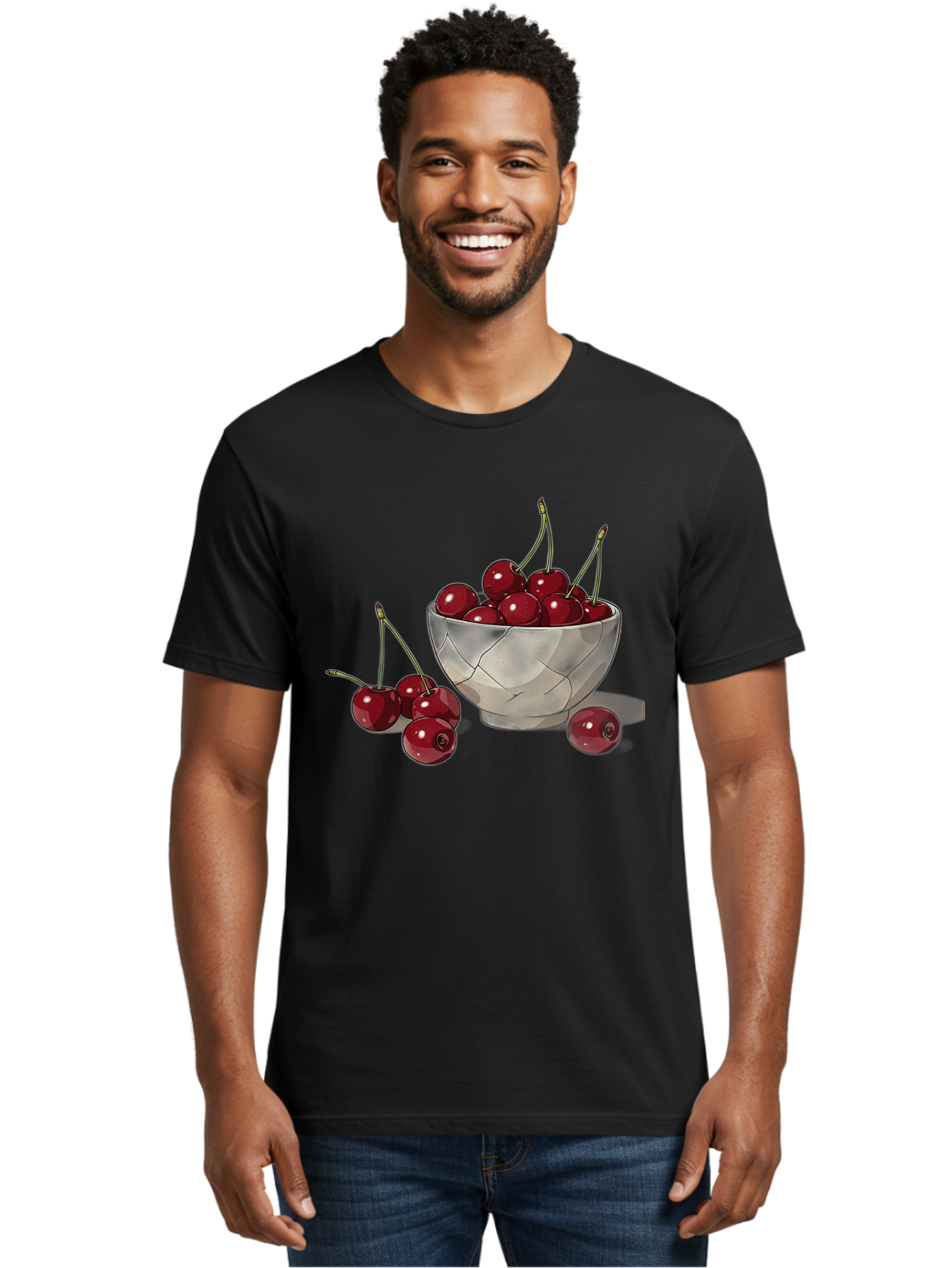 Cherries-1 Men'S Graphic Tee, 100% Cotton, Comfortable Casual Summer Wear, Machine Washable, Vintage Camera, Old Camera, Antique Camera, Black Camera, Classic Photography, Photography Equipment, Nostalgic Device, Film Camera, Camera Art Bah729