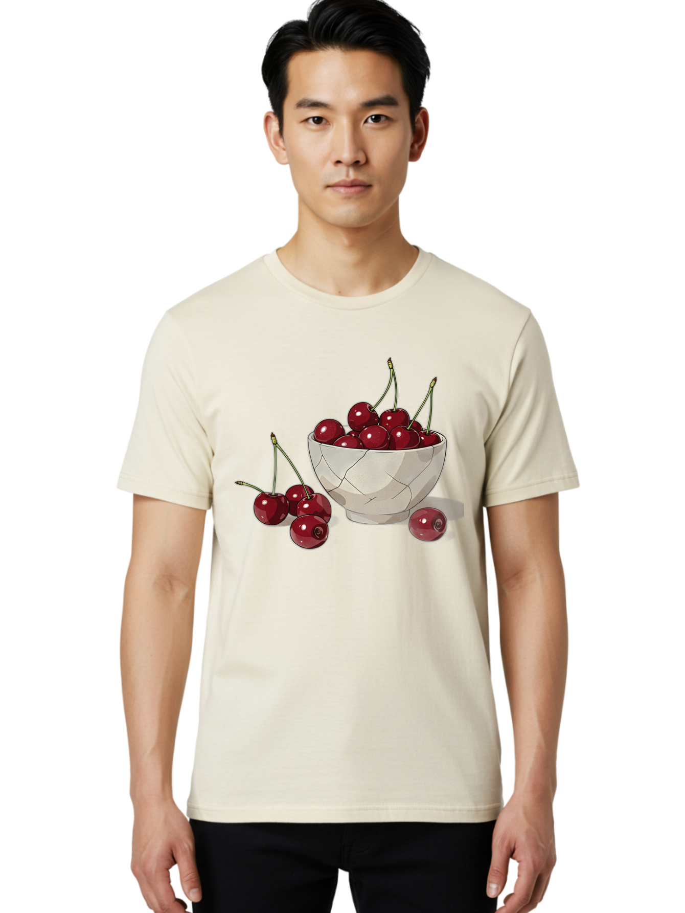 Cherries-1 Men'S Graphic Tee, 100% Cotton, Comfortable Casual Summer Wear, Machine Washable, Vintage Camera, Old Camera, Antique Camera, Black Camera, Classic Photography, Photography Equipment, Nostalgic Device, Film Camera, Camera Art Bah729