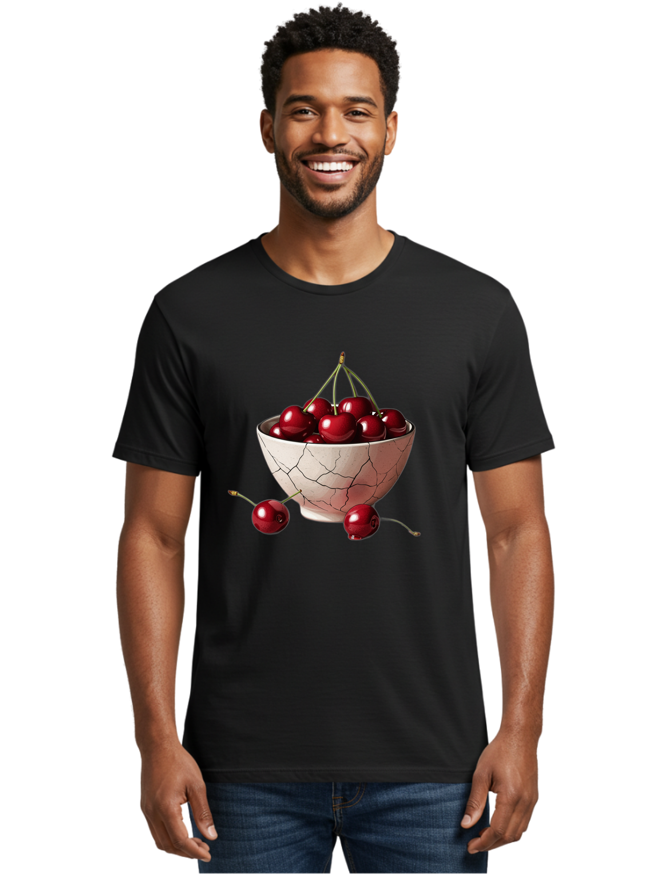 Cherries-2 Men'S Graphic Tee, 100% Cotton, Comfortable Casual Summer Wear, Machine Washable, Vintage Camera, Old Camera, Antique Camera, Black Camera, Classic Photography, Photography Equipment, Nostalgic Device, Film Camera, Camera Art Bah730