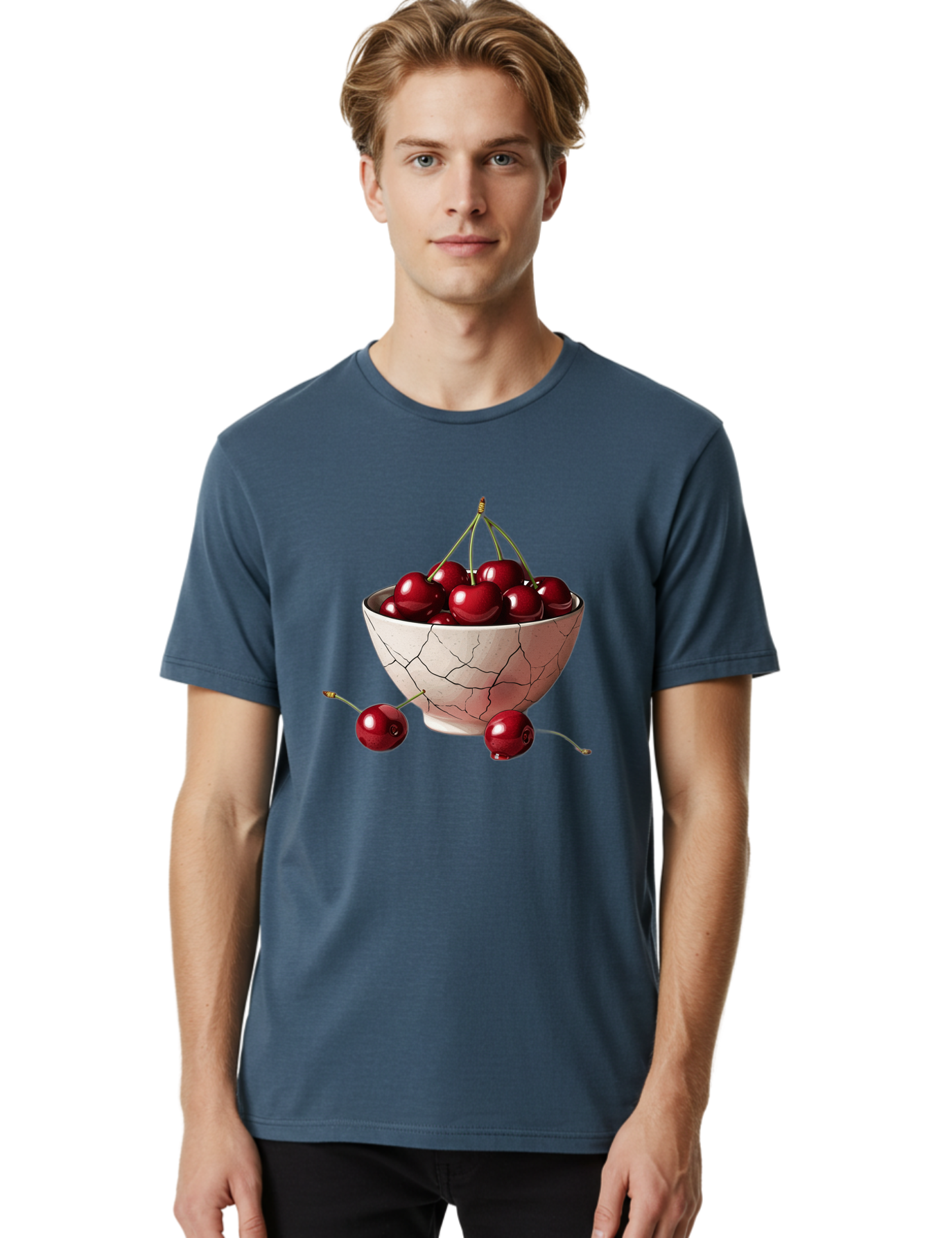 Cherries-2 Men'S Graphic Tee, 100% Cotton, Comfortable Casual Summer Wear, Machine Washable, Vintage Camera, Old Camera, Antique Camera, Black Camera, Classic Photography, Photography Equipment, Nostalgic Device, Film Camera, Camera Art Bah730