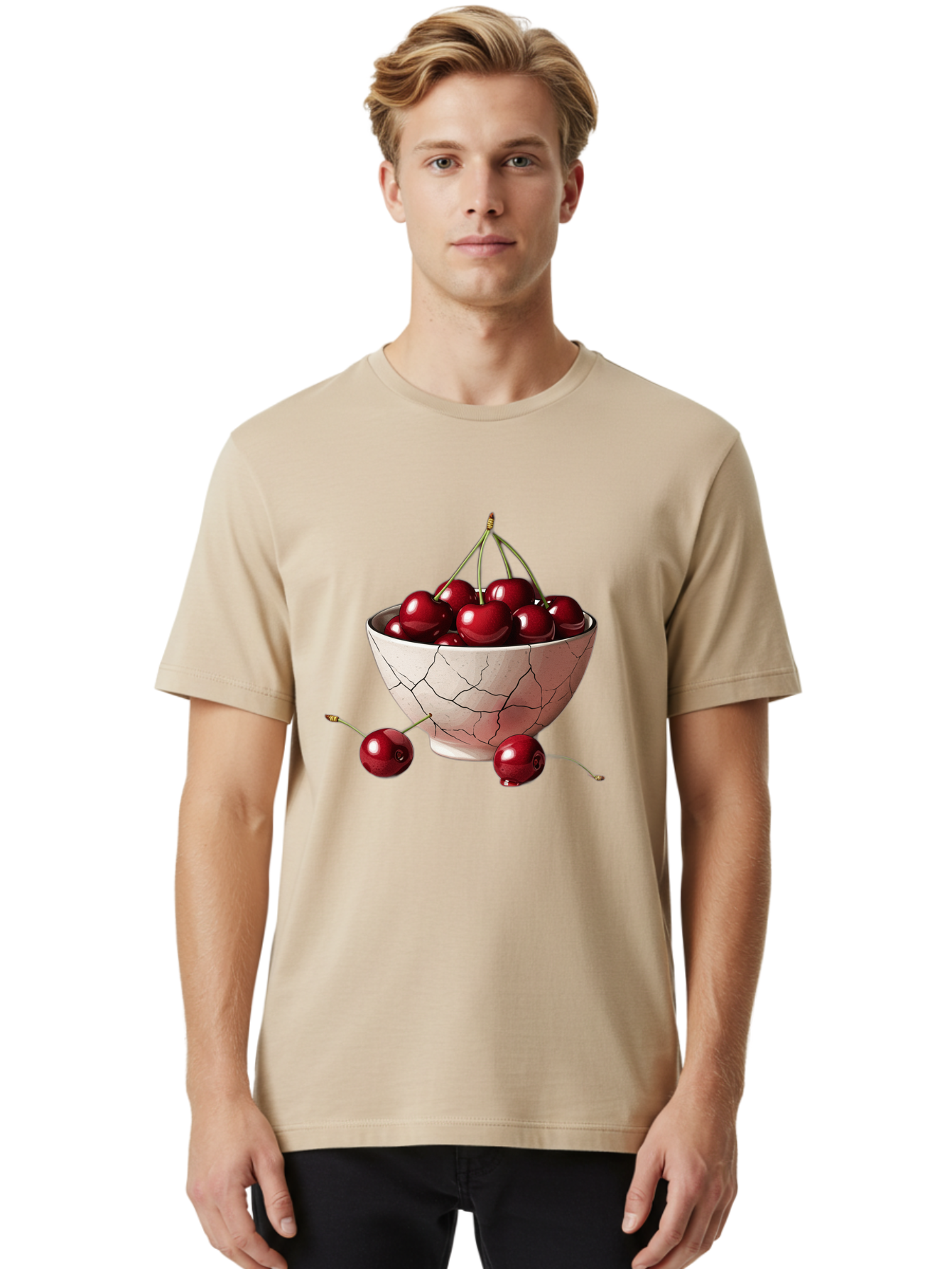 Cherries-2 Men'S Graphic Tee, 100% Cotton, Comfortable Casual Summer Wear, Machine Washable, Vintage Camera, Old Camera, Antique Camera, Black Camera, Classic Photography, Photography Equipment, Nostalgic Device, Film Camera, Camera Art Bah730