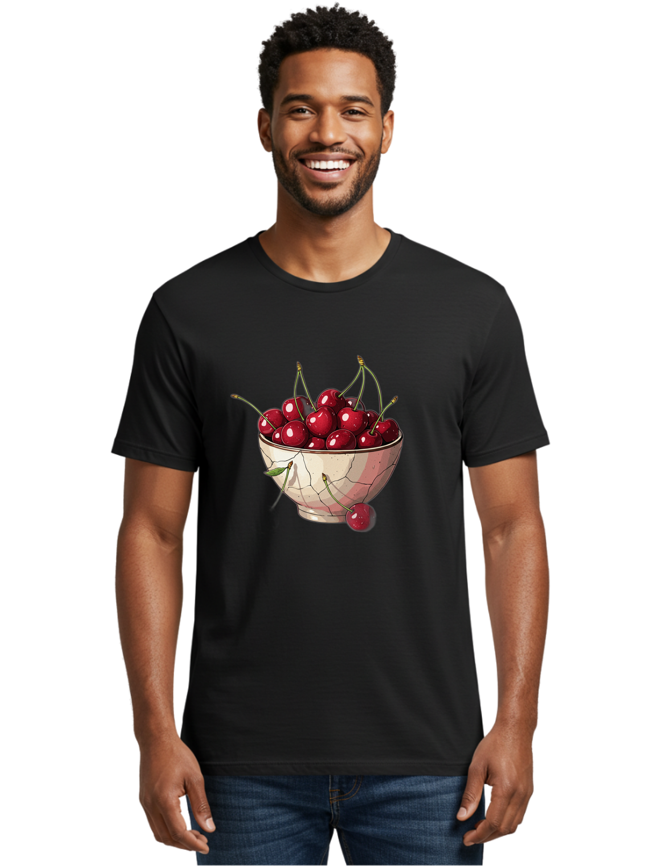 Cherries-In-Bowl-1 Men'S Graphic Tee, 100% Cotton, Comfortable Casual Summer Wear, Machine Washable, Vintage Camera, Old Camera, Antique Camera, Black Camera, Classic Photography, Photography Equipment, Nostalgic Device, Film Camera, Bah732
