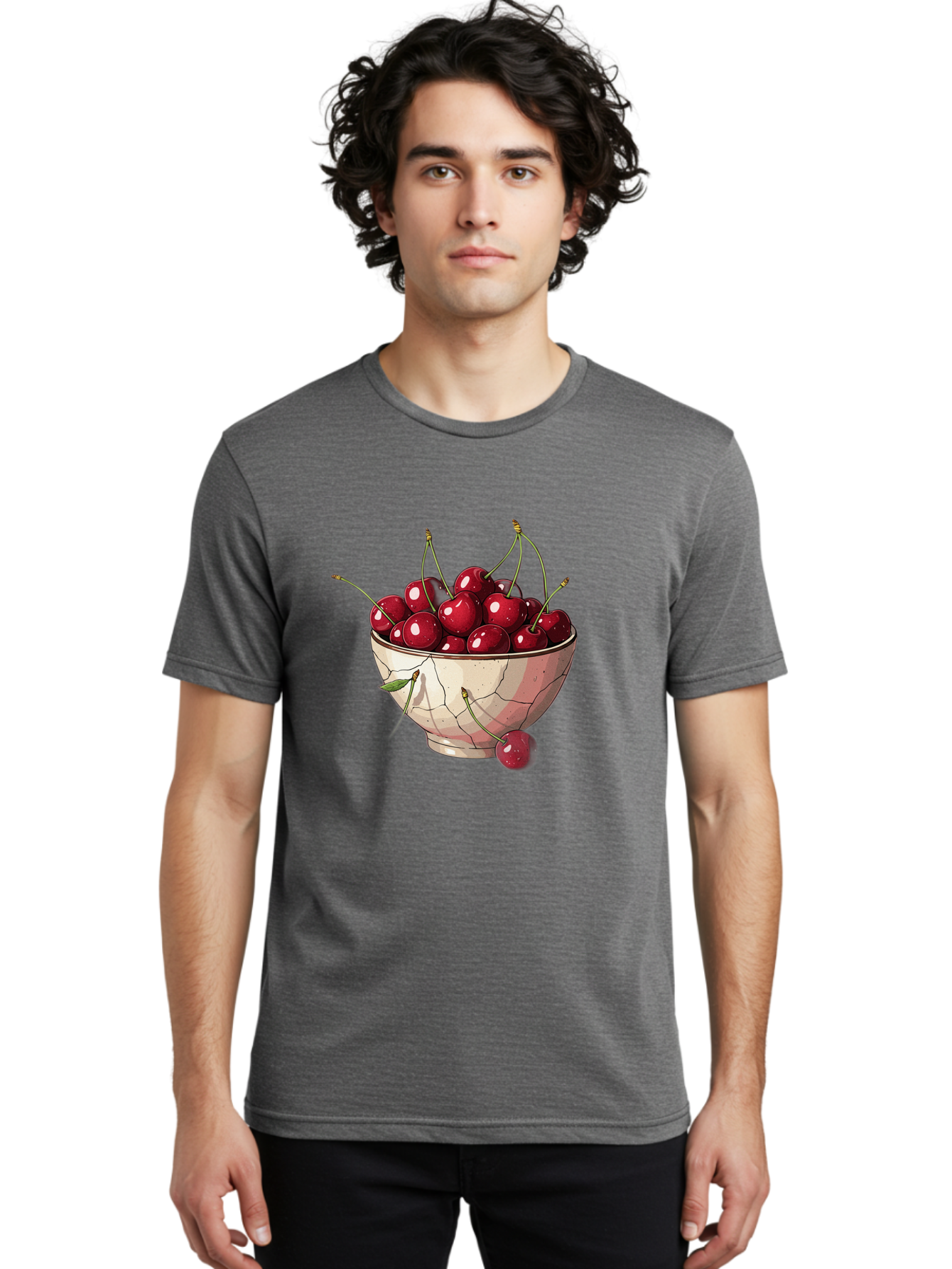 Cherries-In-Bowl-1 Men'S Graphic Tee, 100% Cotton, Comfortable Casual Summer Wear, Machine Washable, Vintage Camera, Old Camera, Antique Camera, Black Camera, Classic Photography, Photography Equipment, Nostalgic Device, Film Camera, Bah732