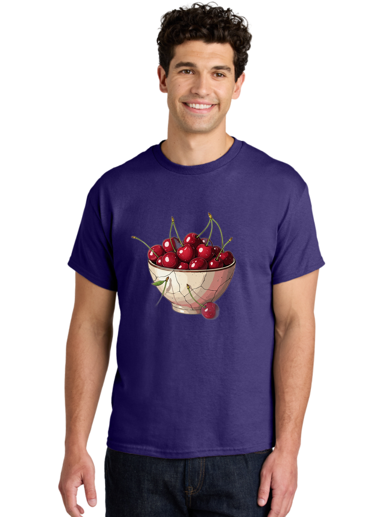 Cherries-In-Bowl-1 Men'S Graphic Tee, 100% Cotton, Comfortable Casual Summer Wear, Machine Washable, Vintage Camera, Old Camera, Antique Camera, Black Camera, Classic Photography, Photography Equipment, Nostalgic Device, Film Camera, Bah732