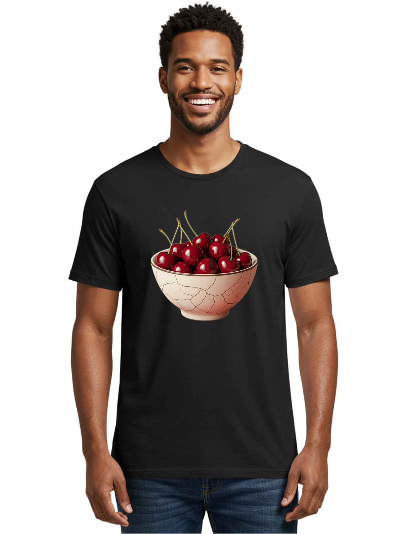 Cherries-In-Bowl-2 Men'S Graphic Tee, 100% Cotton, Comfortable Casual Summer Wear, Machine Washable, Vintage Camera, Old Camera, Antique Camera, Black Camera, Classic Photography, Photography Equipment, Nostalgic Device, Film Camera, Bah733