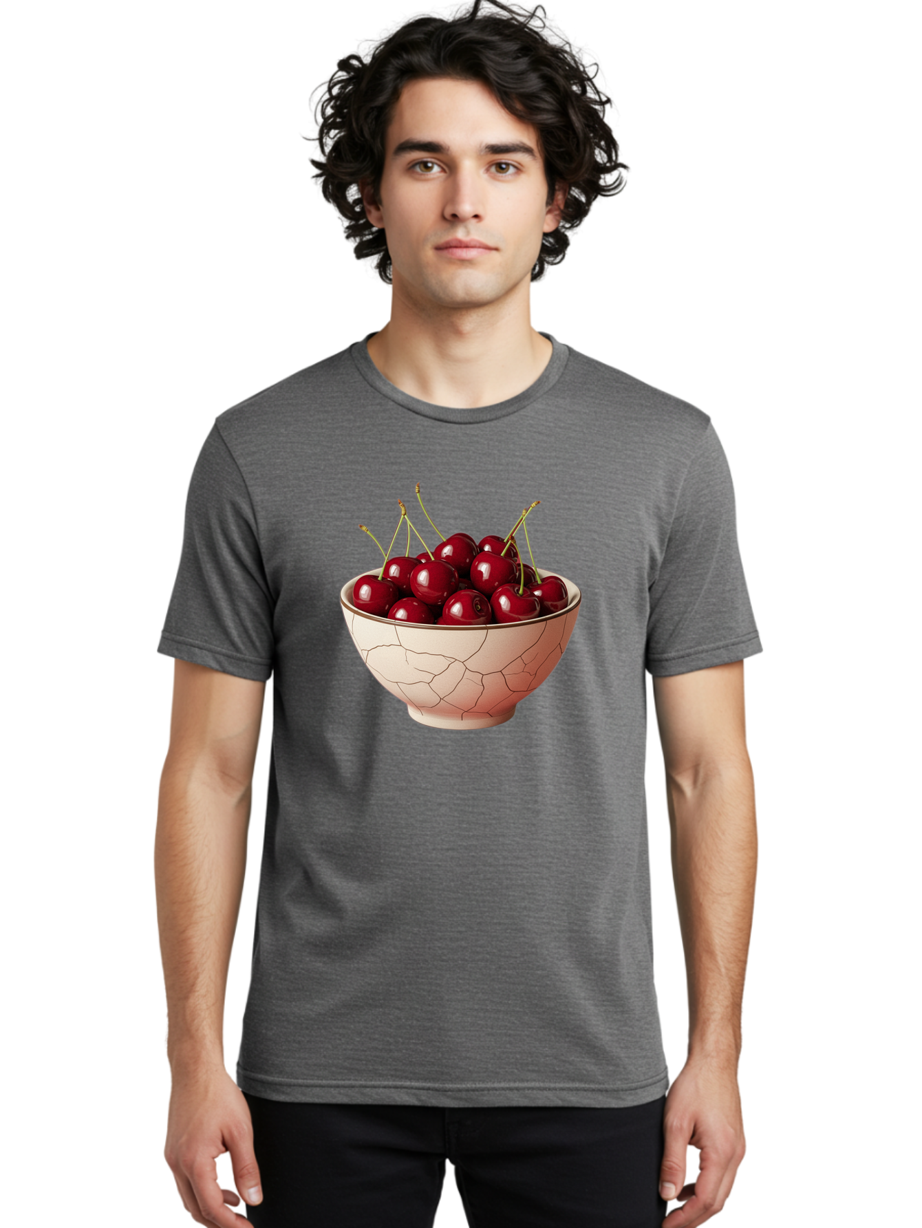 Cherries-In-Bowl-2 Men'S Graphic Tee, 100% Cotton, Comfortable Casual Summer Wear, Machine Washable, Vintage Camera, Old Camera, Antique Camera, Black Camera, Classic Photography, Photography Equipment, Nostalgic Device, Film Camera, Bah733