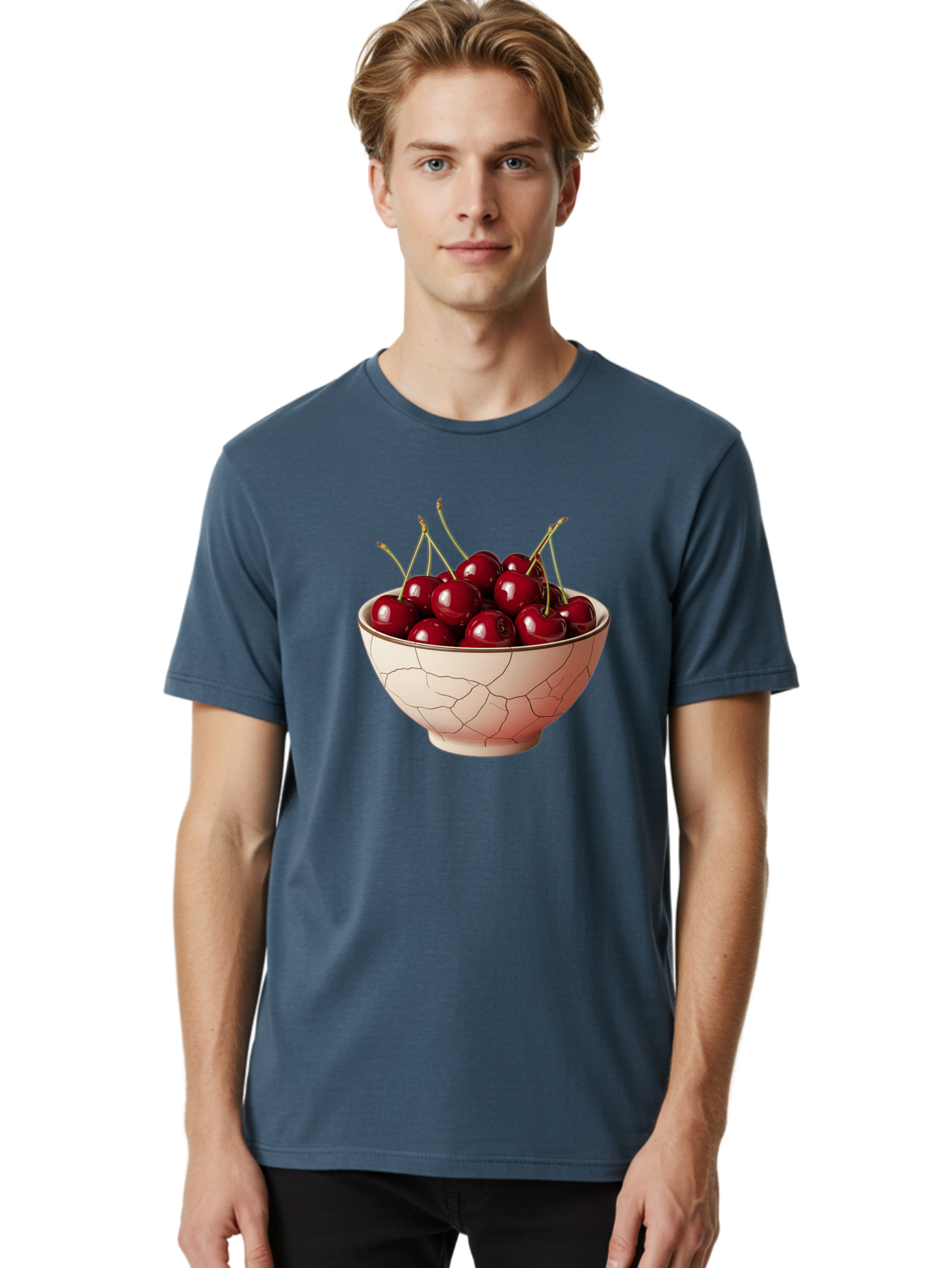 Cherries-In-Bowl-2 Men'S Graphic Tee, 100% Cotton, Comfortable Casual Summer Wear, Machine Washable, Vintage Camera, Old Camera, Antique Camera, Black Camera, Classic Photography, Photography Equipment, Nostalgic Device, Film Camera, Bah733