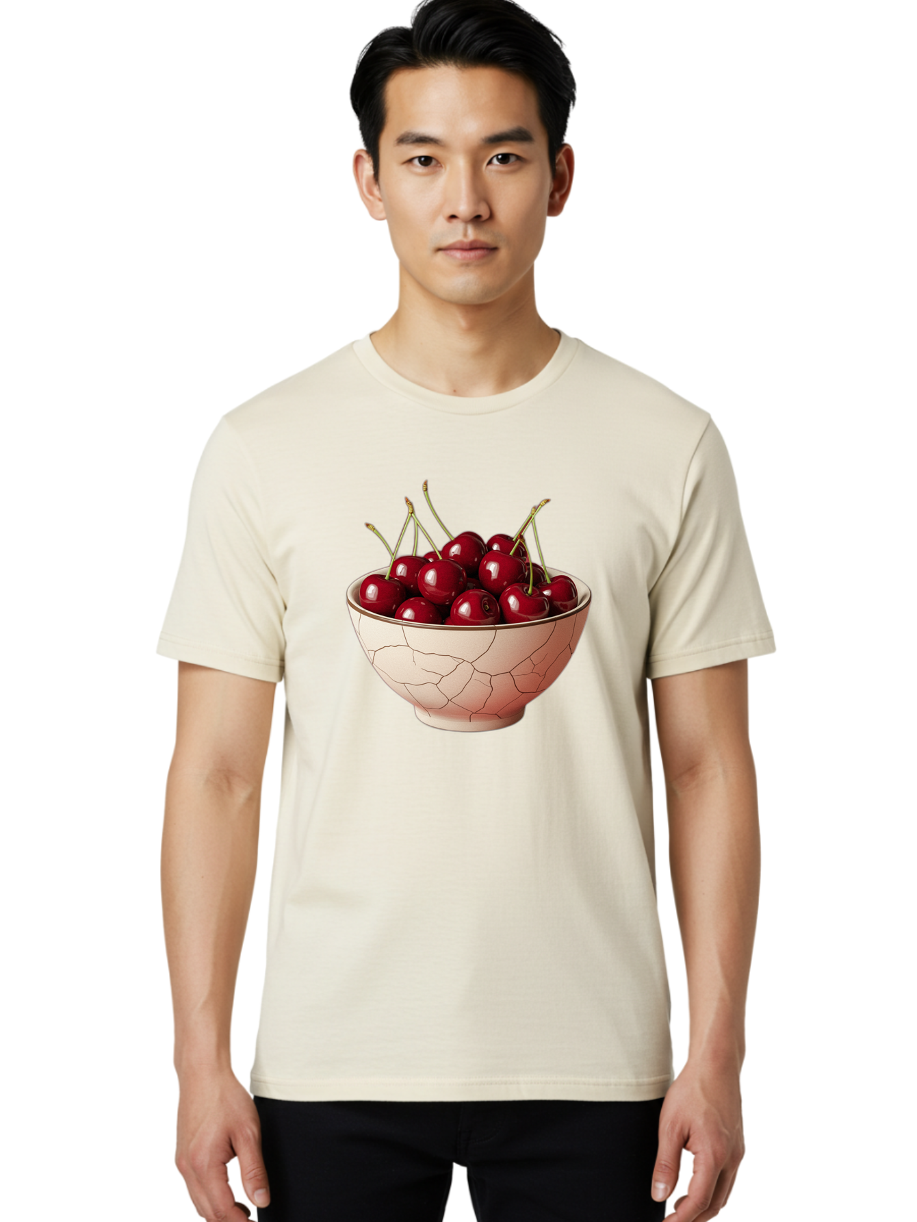 Cherries-In-Bowl-2 Men'S Graphic Tee, 100% Cotton, Comfortable Casual Summer Wear, Machine Washable, Vintage Camera, Old Camera, Antique Camera, Black Camera, Classic Photography, Photography Equipment, Nostalgic Device, Film Camera, Bah733