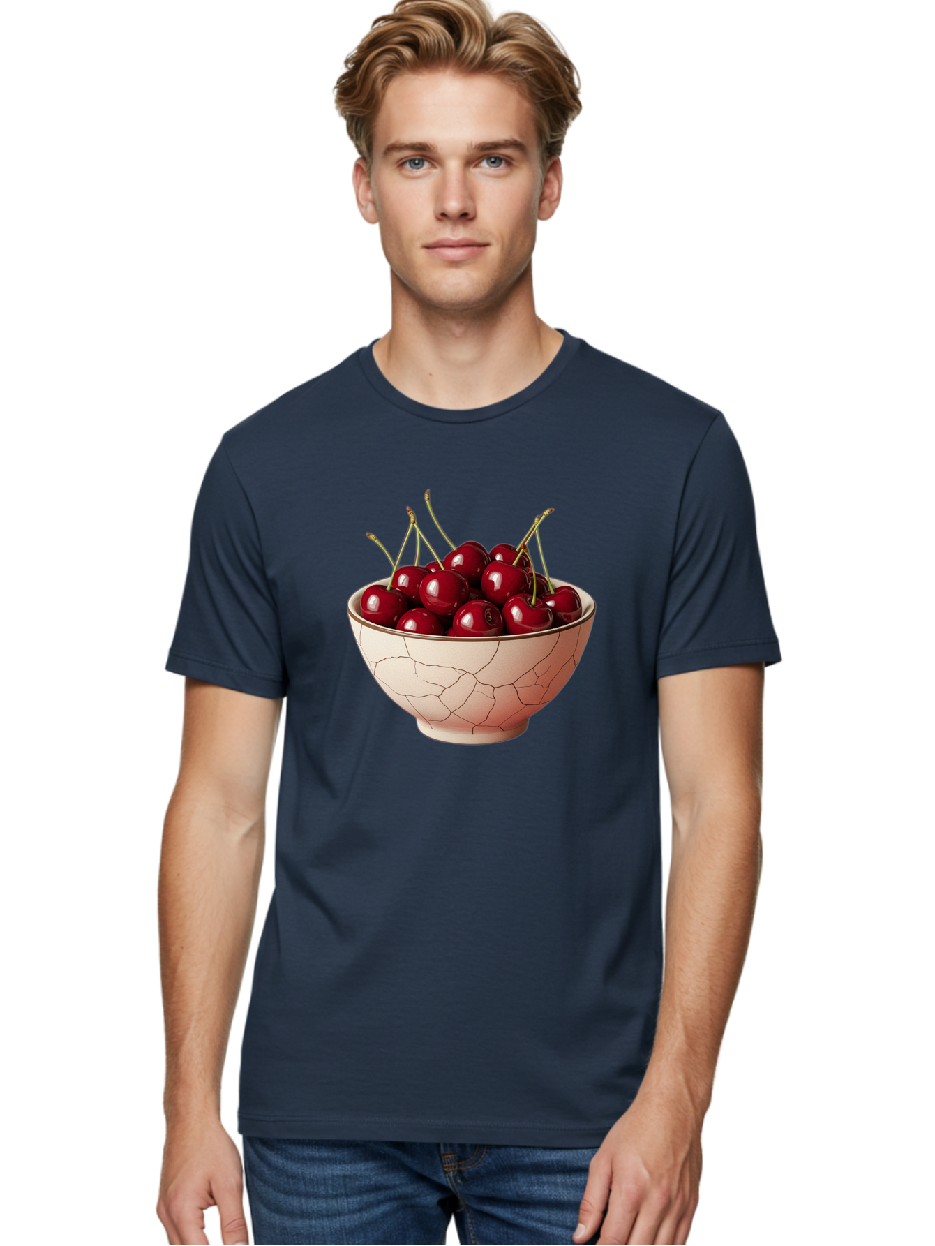 Cherries-In-Bowl-2 Men'S Graphic Tee, 100% Cotton, Comfortable Casual Summer Wear, Machine Washable, Vintage Camera, Old Camera, Antique Camera, Black Camera, Classic Photography, Photography Equipment, Nostalgic Device, Film Camera, Bah733
