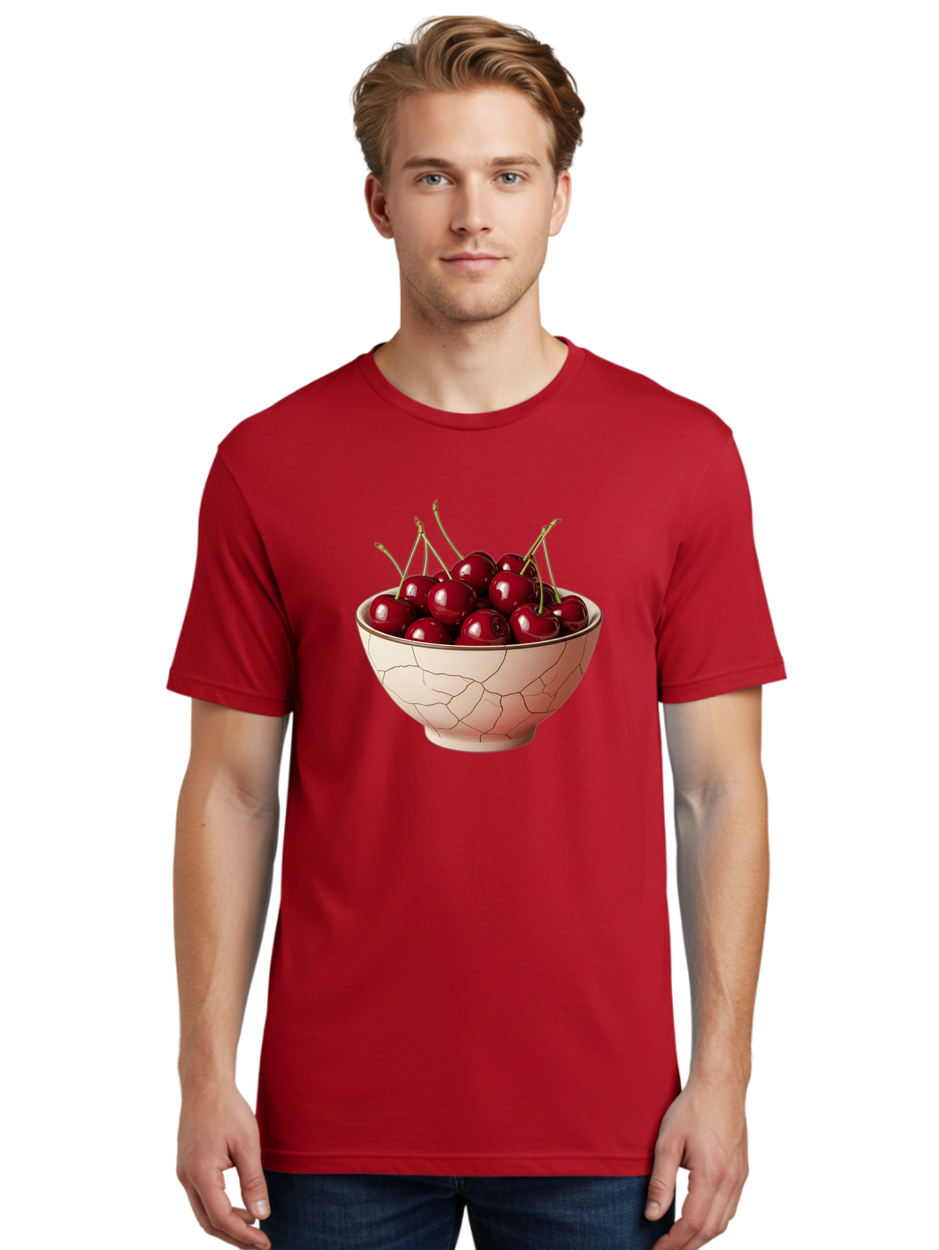 Cherries-In-Bowl-2 Men'S Graphic Tee, 100% Cotton, Comfortable Casual Summer Wear, Machine Washable, Vintage Camera, Old Camera, Antique Camera, Black Camera, Classic Photography, Photography Equipment, Nostalgic Device, Film Camera, Bah733