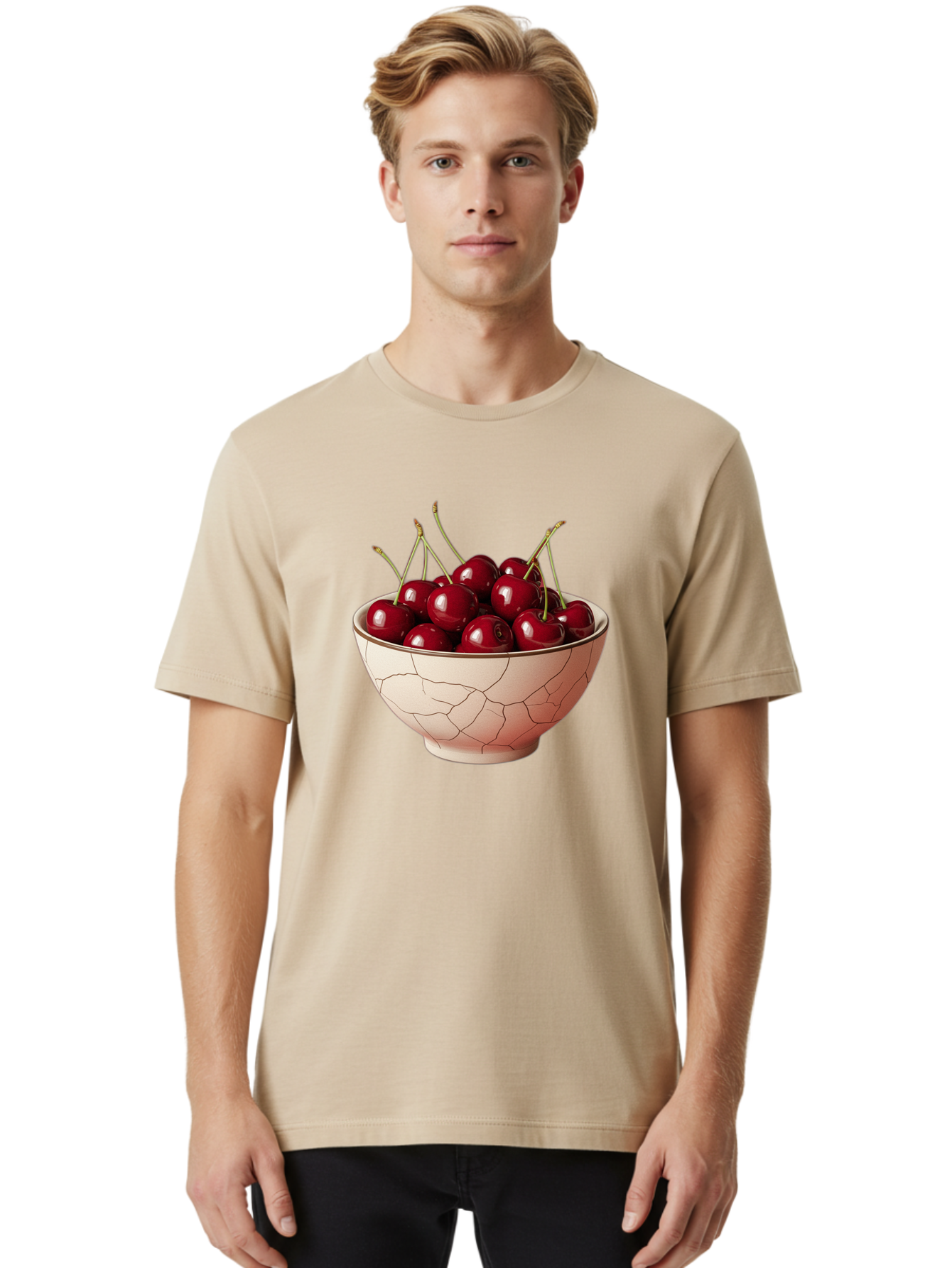Cherries-In-Bowl-2 Men'S Graphic Tee, 100% Cotton, Comfortable Casual Summer Wear, Machine Washable, Vintage Camera, Old Camera, Antique Camera, Black Camera, Classic Photography, Photography Equipment, Nostalgic Device, Film Camera, Bah733