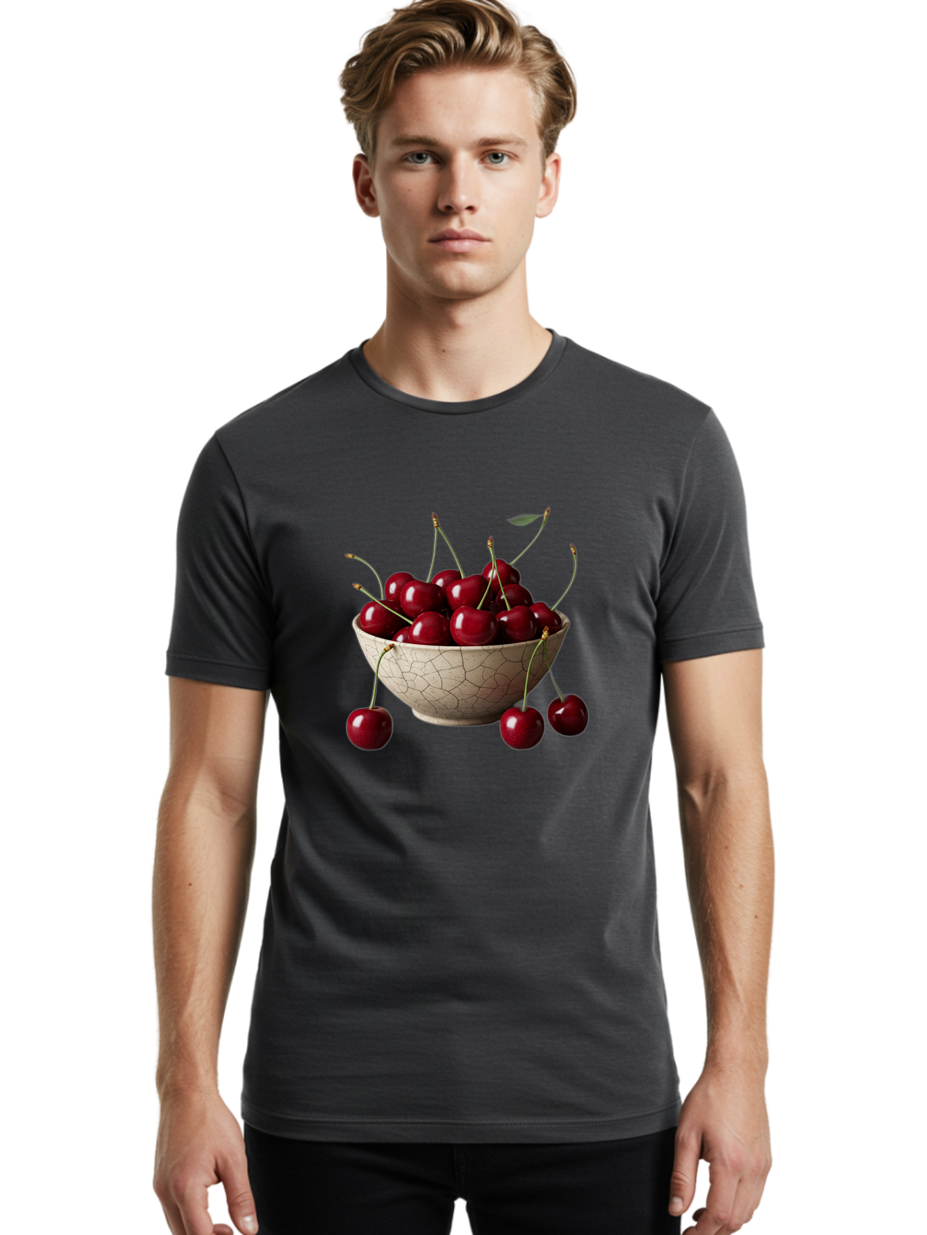 Cherries-In-Bowl Men'S Graphic Tee, 100% Cotton, Comfortable Casual Summer Wear, Machine Washable, Vintage Camera, Old Camera, Antique Camera, Black Camera, Classic Photography, Photography Equipment, Nostalgic Device, Film Camera, Camera Art Bah734