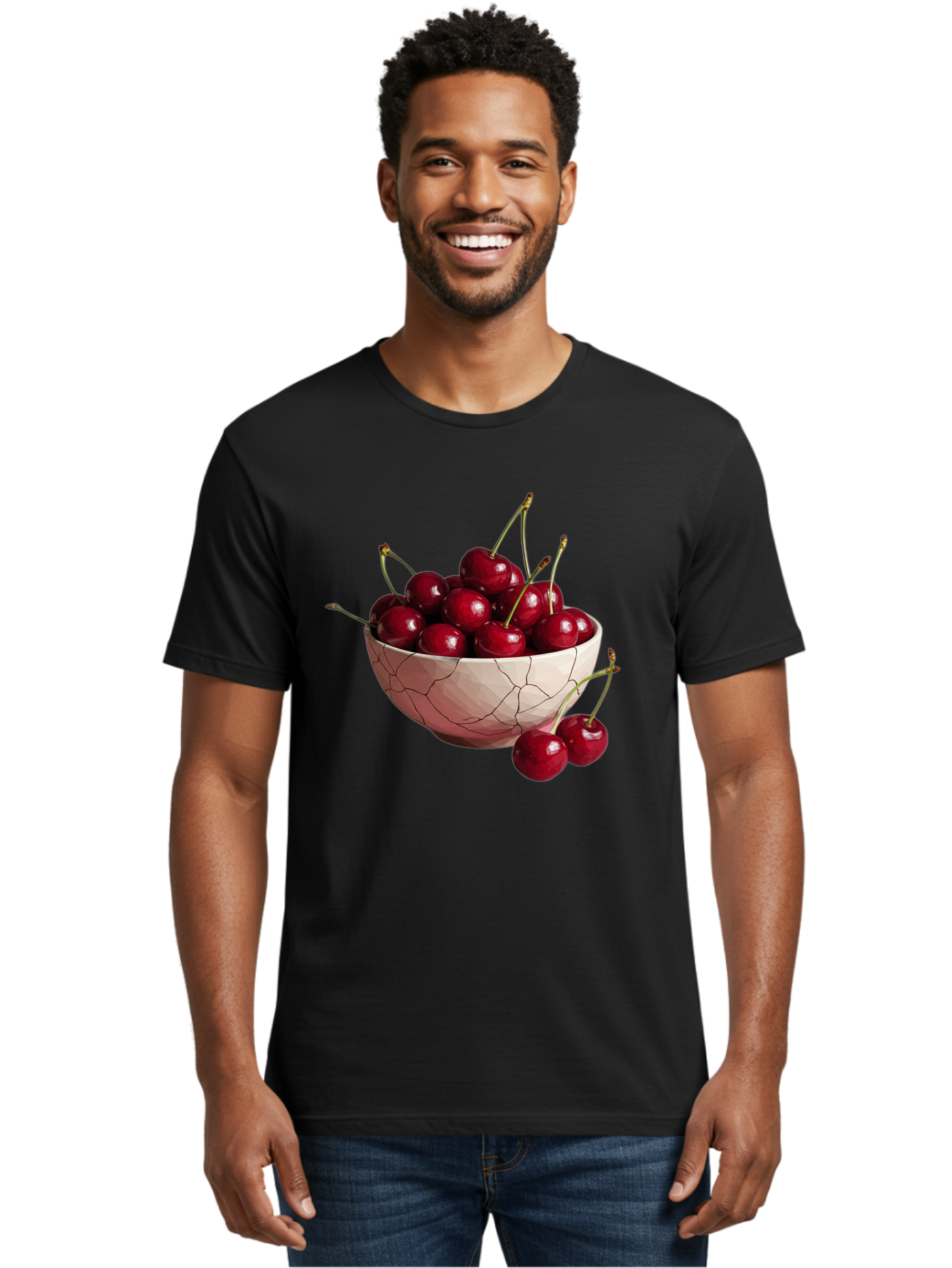 Cherries-In-Cracked-Bowl-1 Men'S Graphic Tee, 100% Cotton, Comfortable Casual Summer Wear, Machine Washable, Vintage Camera, Old Camera, Antique Camera, Black Camera, Classic Photography, Photography Equipment, Nostalgic Device, Film Camera, Bah736