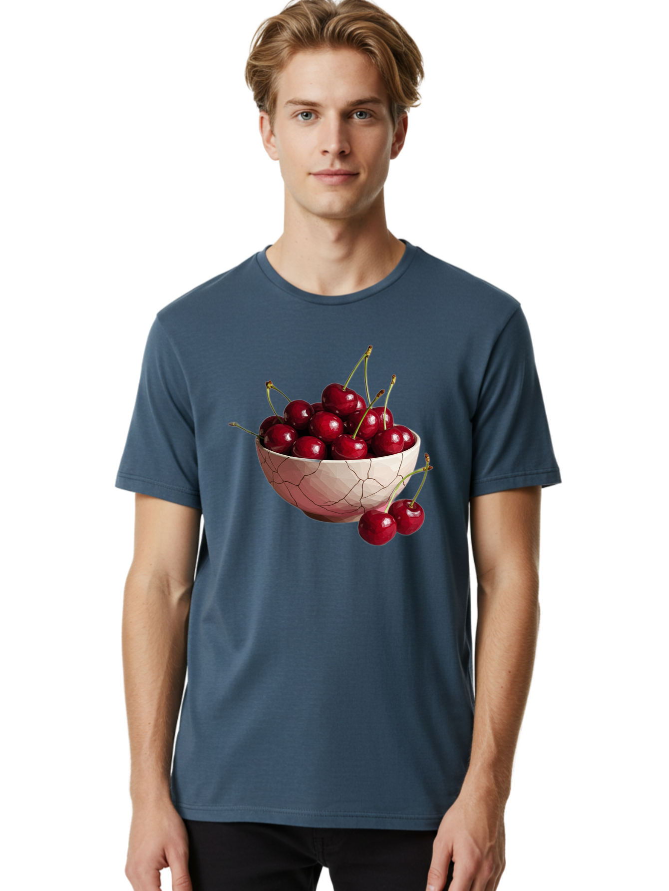 Cherries-In-Cracked-Bowl-1 Men'S Graphic Tee, 100% Cotton, Comfortable Casual Summer Wear, Machine Washable, Vintage Camera, Old Camera, Antique Camera, Black Camera, Classic Photography, Photography Equipment, Nostalgic Device, Film Camera, Bah736