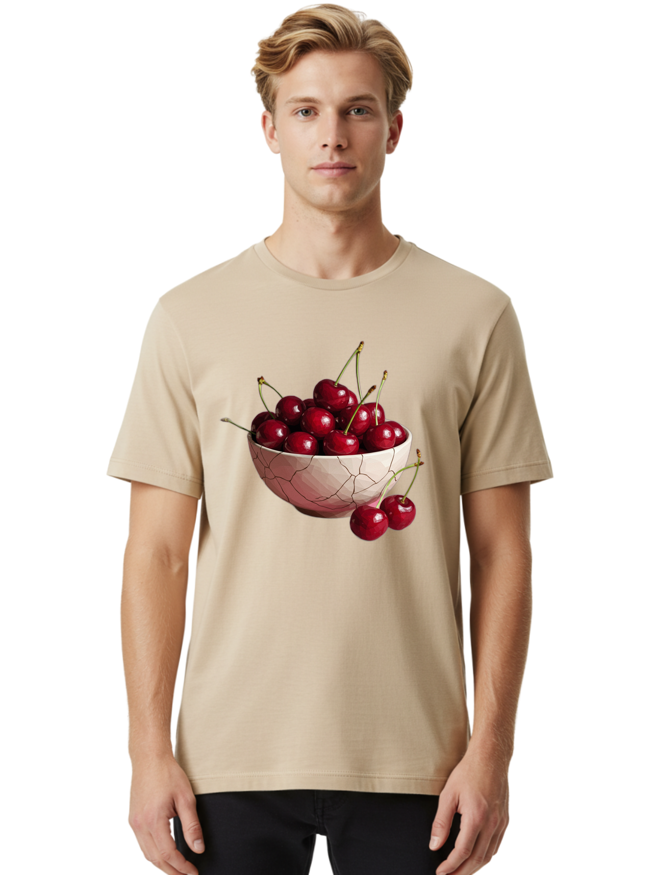 Cherries-In-Cracked-Bowl-1 Men'S Graphic Tee, 100% Cotton, Comfortable Casual Summer Wear, Machine Washable, Vintage Camera, Old Camera, Antique Camera, Black Camera, Classic Photography, Photography Equipment, Nostalgic Device, Film Camera, Bah736
