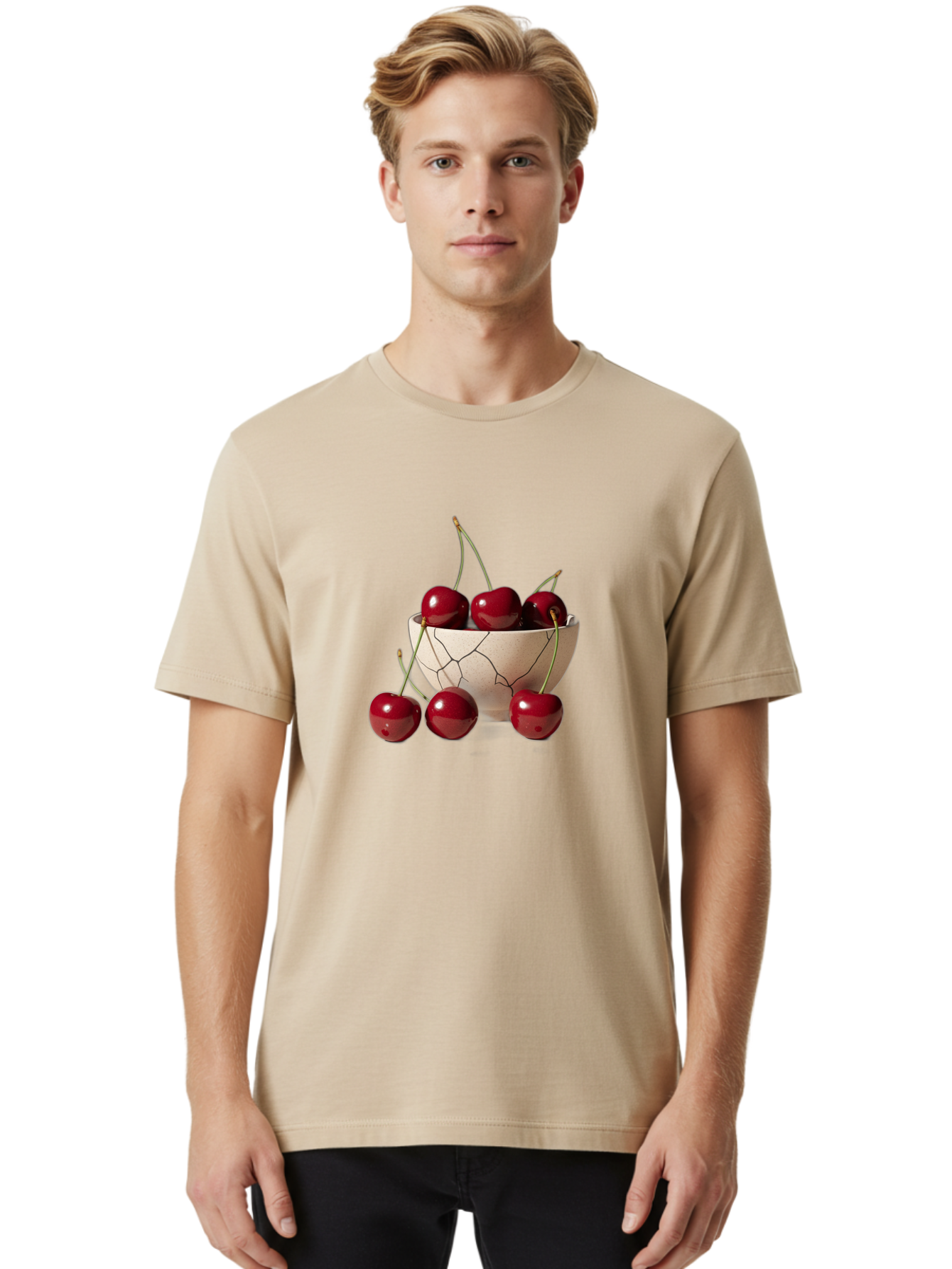 Cherries-In-Cracked-Bowl-2 Men'S Graphic Tee, 100% Cotton, Comfortable Casual Summer Wear, Machine Washable, Vintage Camera, Old Camera, Antique Camera, Black Camera, Classic Photography, Photography Equipment, Nostalgic Device, Film Camera, Bah737