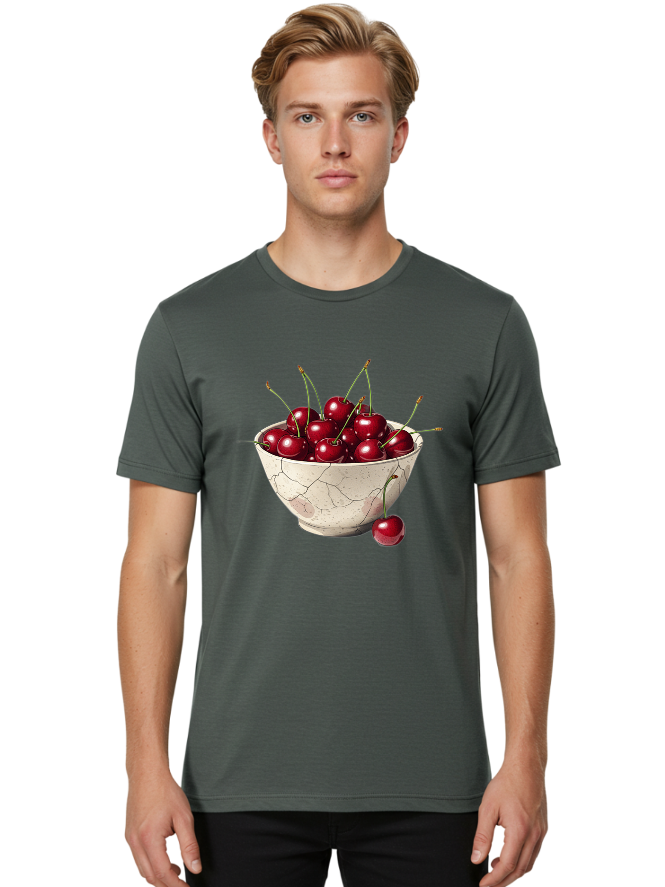 Cherries-In-Cracked-Bowl Men'S Graphic Tee, 100% Cotton, Comfortable Casual Summer Wear, Machine Washable, Vintage Camera, Old Camera, Antique Camera, Black Camera, Classic Photography, Photography Equipment, Nostalgic Device, Film Camera, Bah738
