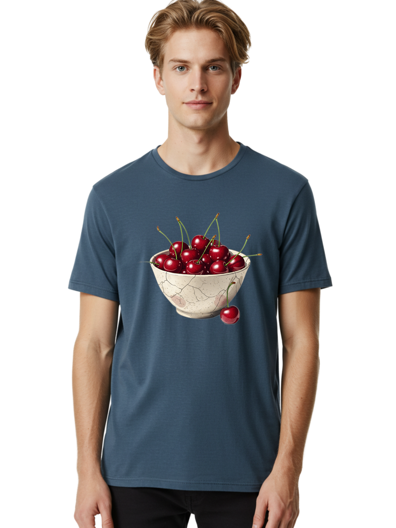 Cherries-In-Cracked-Bowl Men'S Graphic Tee, 100% Cotton, Comfortable Casual Summer Wear, Machine Washable, Vintage Camera, Old Camera, Antique Camera, Black Camera, Classic Photography, Photography Equipment, Nostalgic Device, Film Camera, Bah738