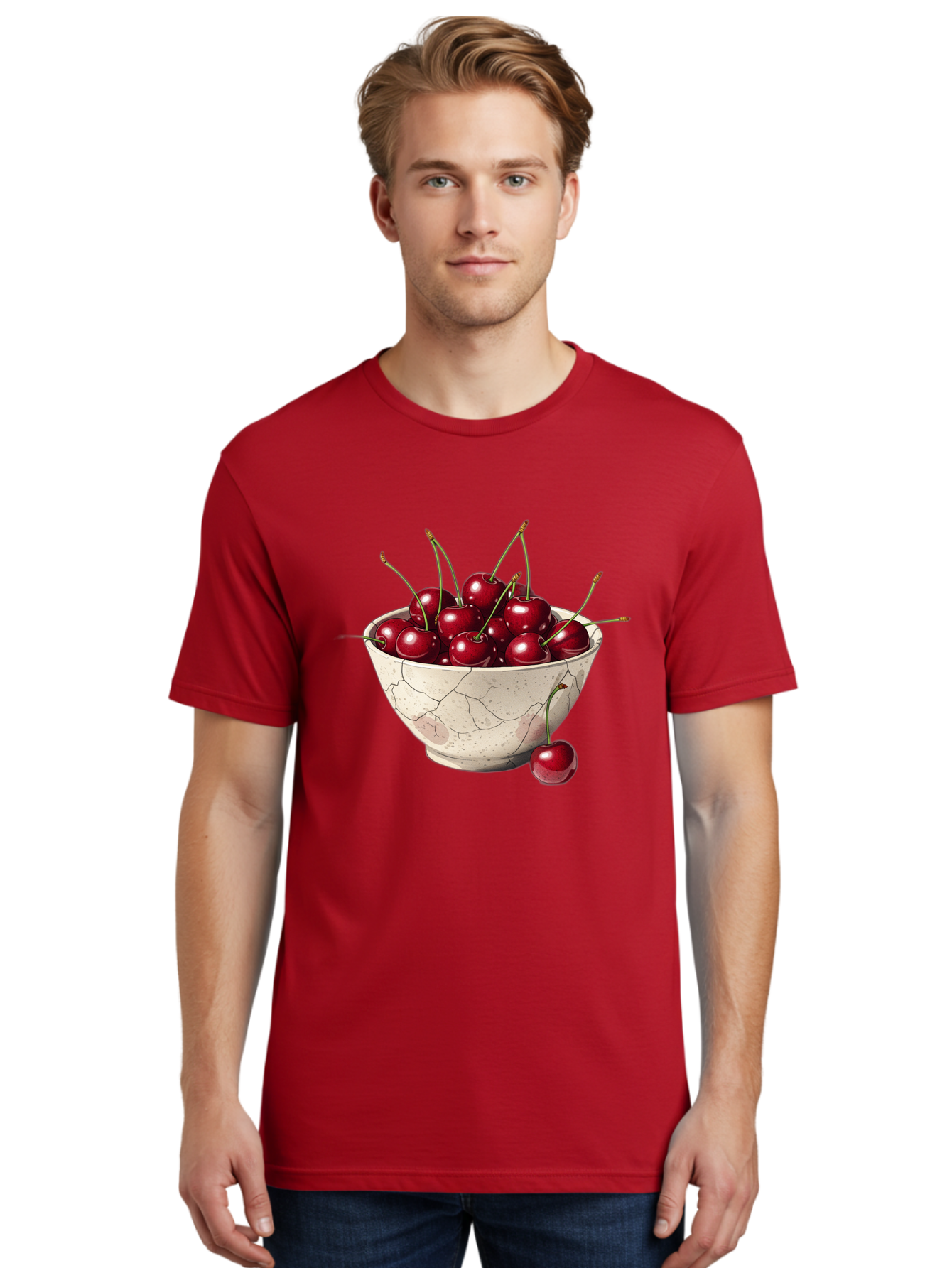 Cherries-In-Cracked-Bowl Men'S Graphic Tee, 100% Cotton, Comfortable Casual Summer Wear, Machine Washable, Vintage Camera, Old Camera, Antique Camera, Black Camera, Classic Photography, Photography Equipment, Nostalgic Device, Film Camera, Bah738