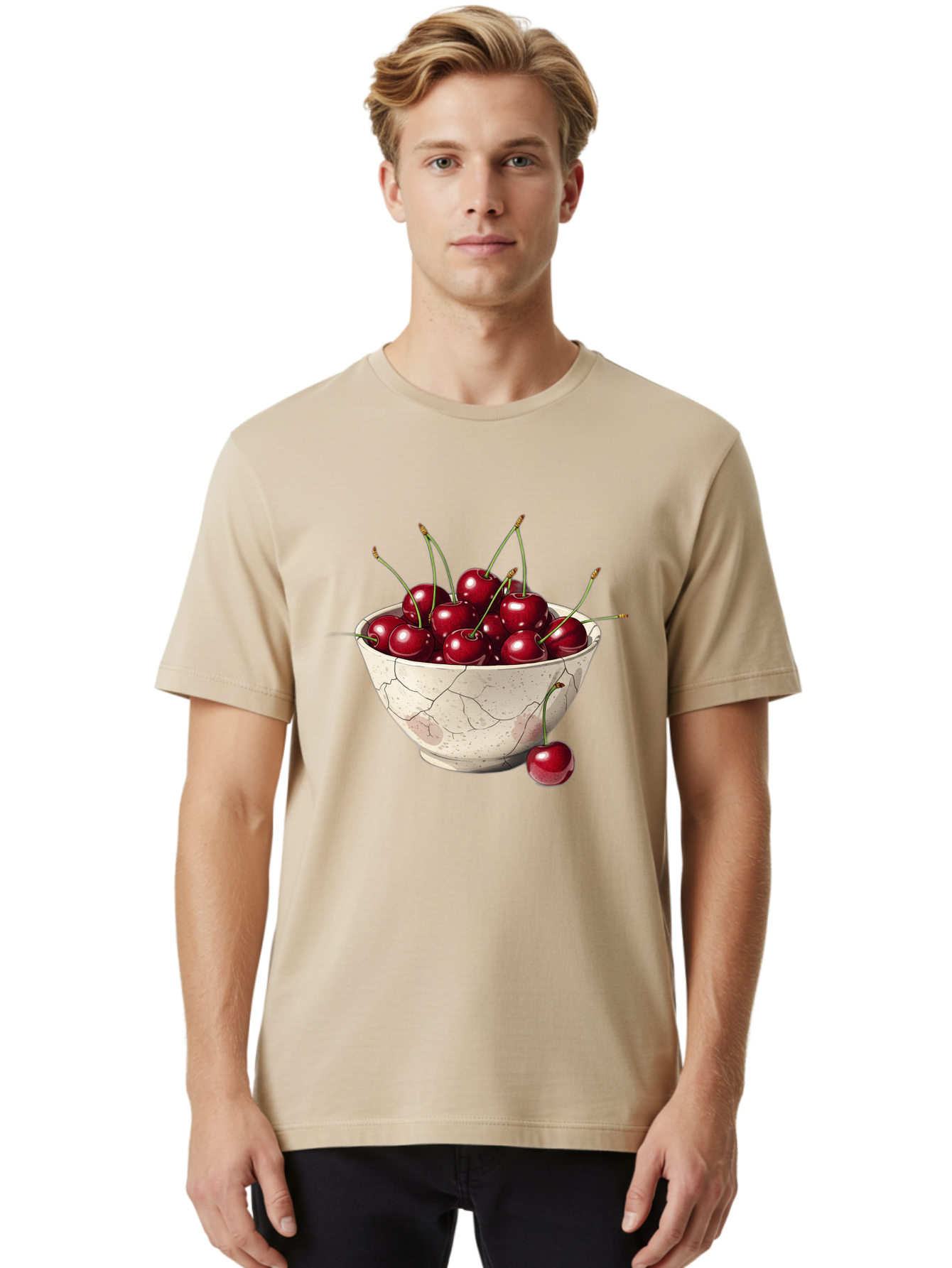 Cherries-In-Cracked-Bowl Men'S Graphic Tee, 100% Cotton, Comfortable Casual Summer Wear, Machine Washable, Vintage Camera, Old Camera, Antique Camera, Black Camera, Classic Photography, Photography Equipment, Nostalgic Device, Film Camera, Bah738