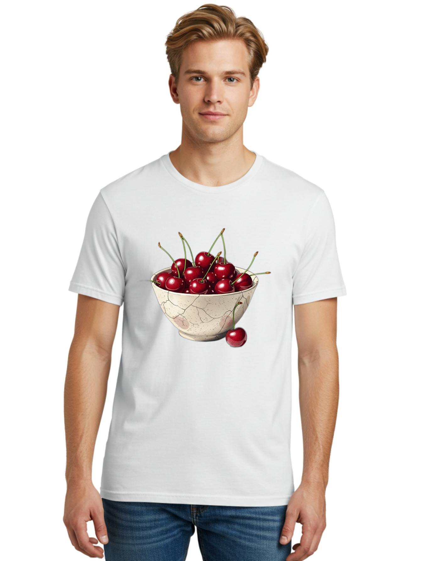 Cherries-In-Cracked-Bowl Men'S Graphic Tee, 100% Cotton, Comfortable Casual Summer Wear, Machine Washable, Vintage Camera, Old Camera, Antique Camera, Black Camera, Classic Photography, Photography Equipment, Nostalgic Device, Film Camera, Bah738