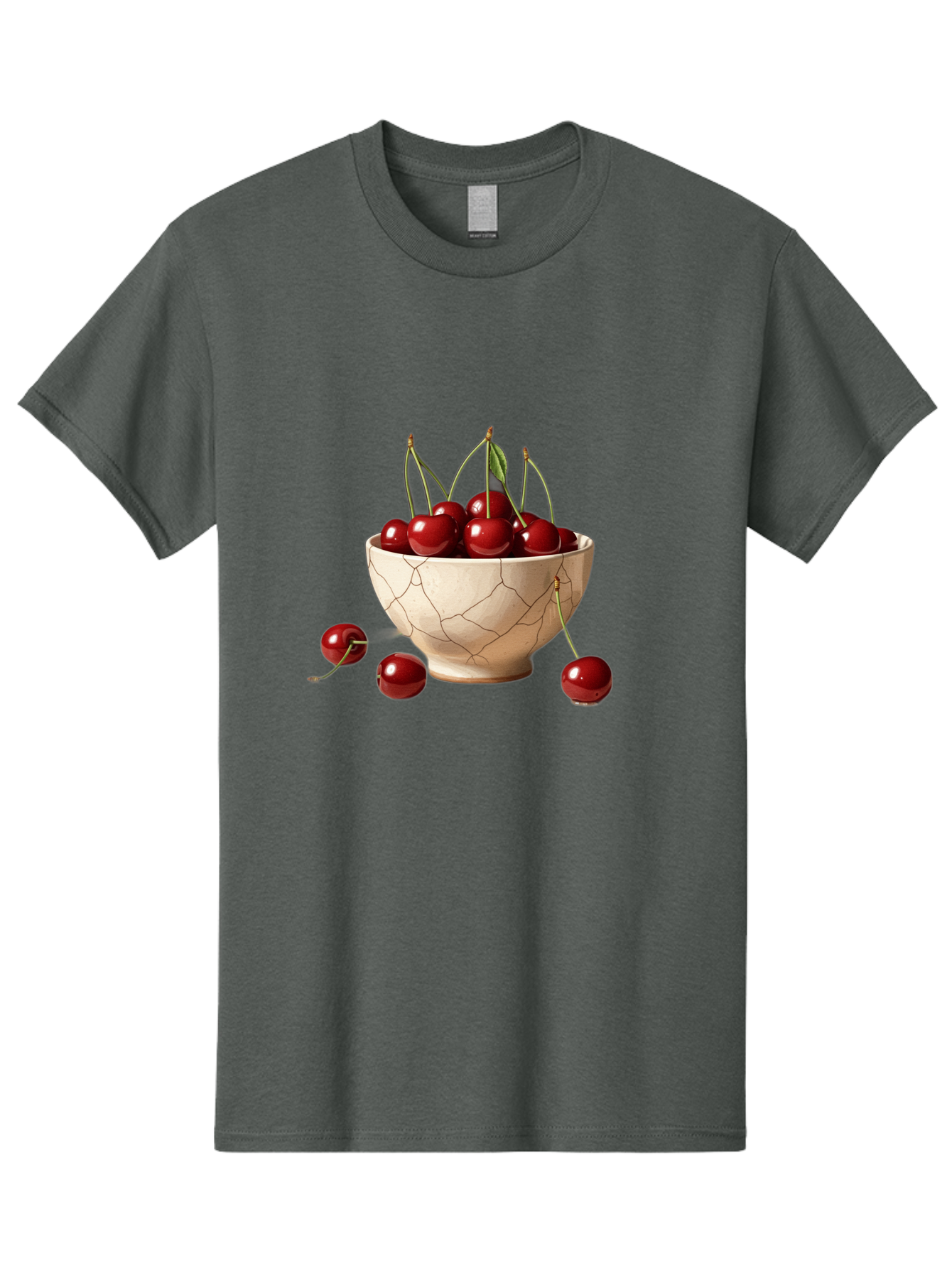 Cherries-In-Kintsugi-Bowl-1 Men'S Graphic Tee, 100% Cotton, Comfortable Casual Summer Wear, Machine Washable, Vintage Camera, Old Camera, Antique Camera, Black Camera, Classic Photography, Photography Equipment, Nostalgic Device, Film Camera, Bah739