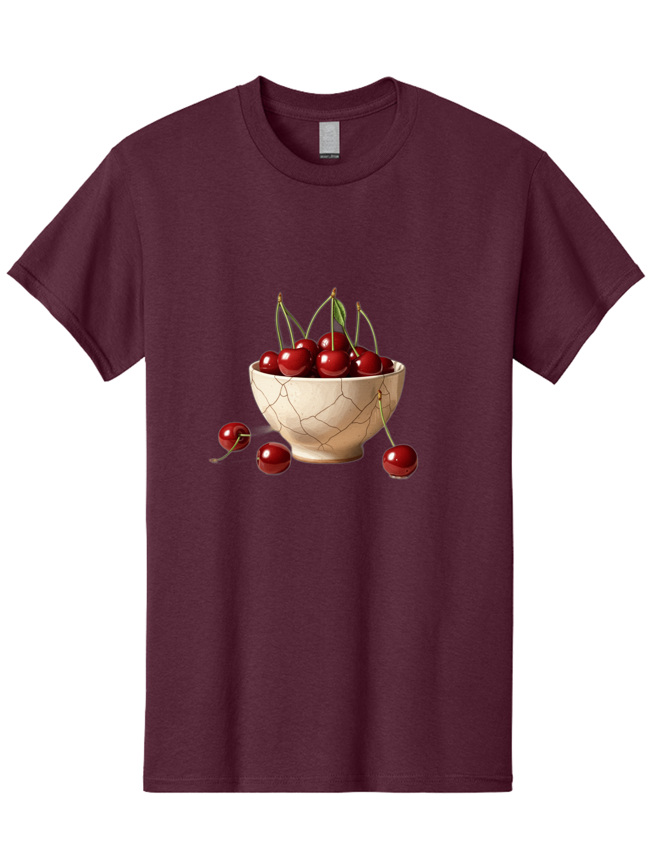 Cherries-In-Kintsugi-Bowl-1 Men'S Graphic Tee, 100% Cotton, Comfortable Casual Summer Wear, Machine Washable, Vintage Camera, Old Camera, Antique Camera, Black Camera, Classic Photography, Photography Equipment, Nostalgic Device, Film Camera, Bah739