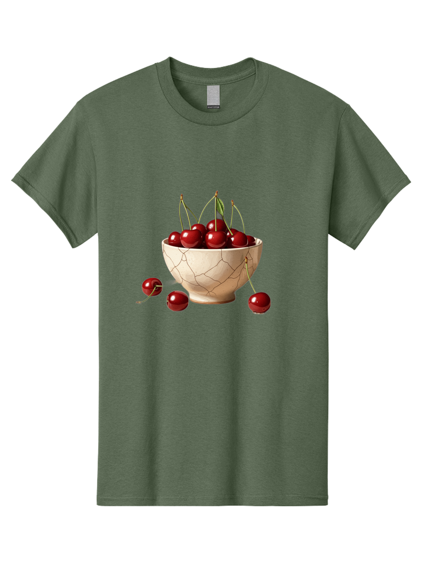 Cherries-In-Kintsugi-Bowl-1 Men'S Graphic Tee, 100% Cotton, Comfortable Casual Summer Wear, Machine Washable, Vintage Camera, Old Camera, Antique Camera, Black Camera, Classic Photography, Photography Equipment, Nostalgic Device, Film Camera, Bah739