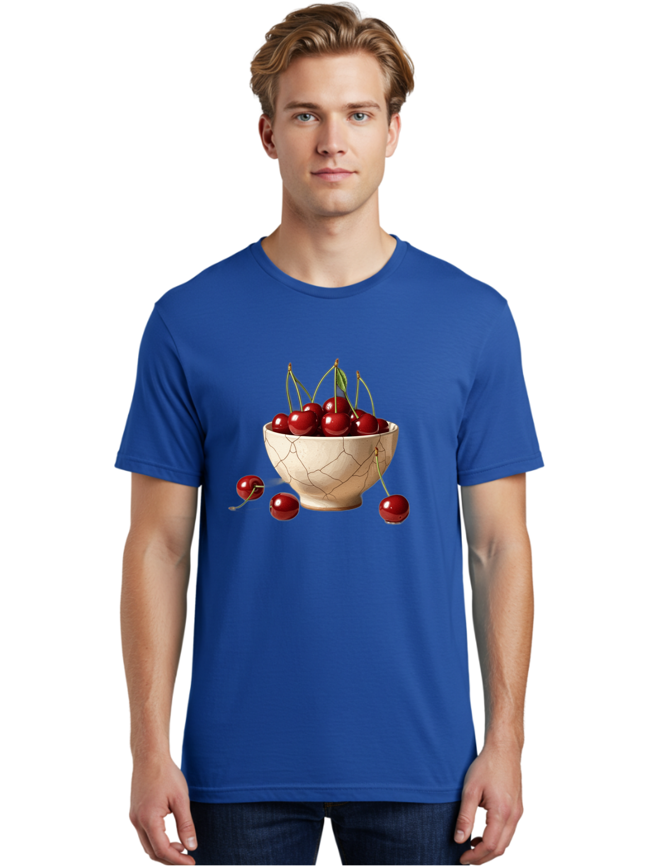 Cherries-In-Kintsugi-Bowl-1 Men'S Graphic Tee, 100% Cotton, Comfortable Casual Summer Wear, Machine Washable, Vintage Camera, Old Camera, Antique Camera, Black Camera, Classic Photography, Photography Equipment, Nostalgic Device, Film Camera, Bah739