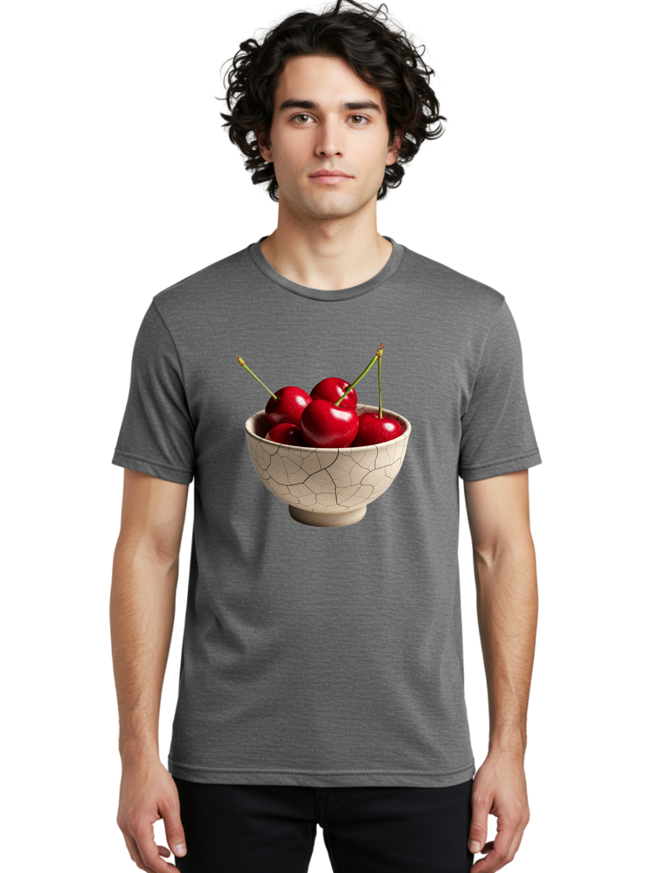 Cherries-In-Kintsugi-Bowl Men'S Graphic Tee, 100% Cotton, Comfortable Casual Summer Wear, Machine Washable, Vintage Camera, Old Camera, Antique Camera, Black Camera, Classic Photography, Photography Equipment, Nostalgic Device, Film Camera, Bah740