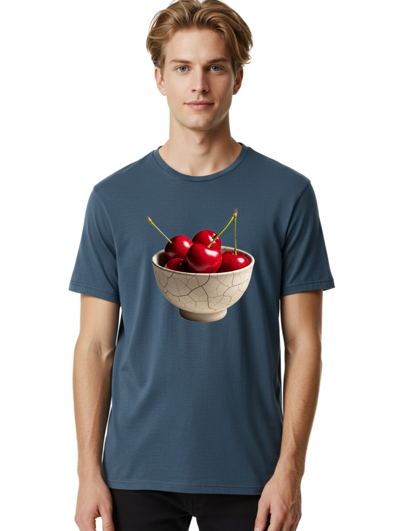 Cherries-In-Kintsugi-Bowl Men'S Graphic Tee, 100% Cotton, Comfortable Casual Summer Wear, Machine Washable, Vintage Camera, Old Camera, Antique Camera, Black Camera, Classic Photography, Photography Equipment, Nostalgic Device, Film Camera, Bah740