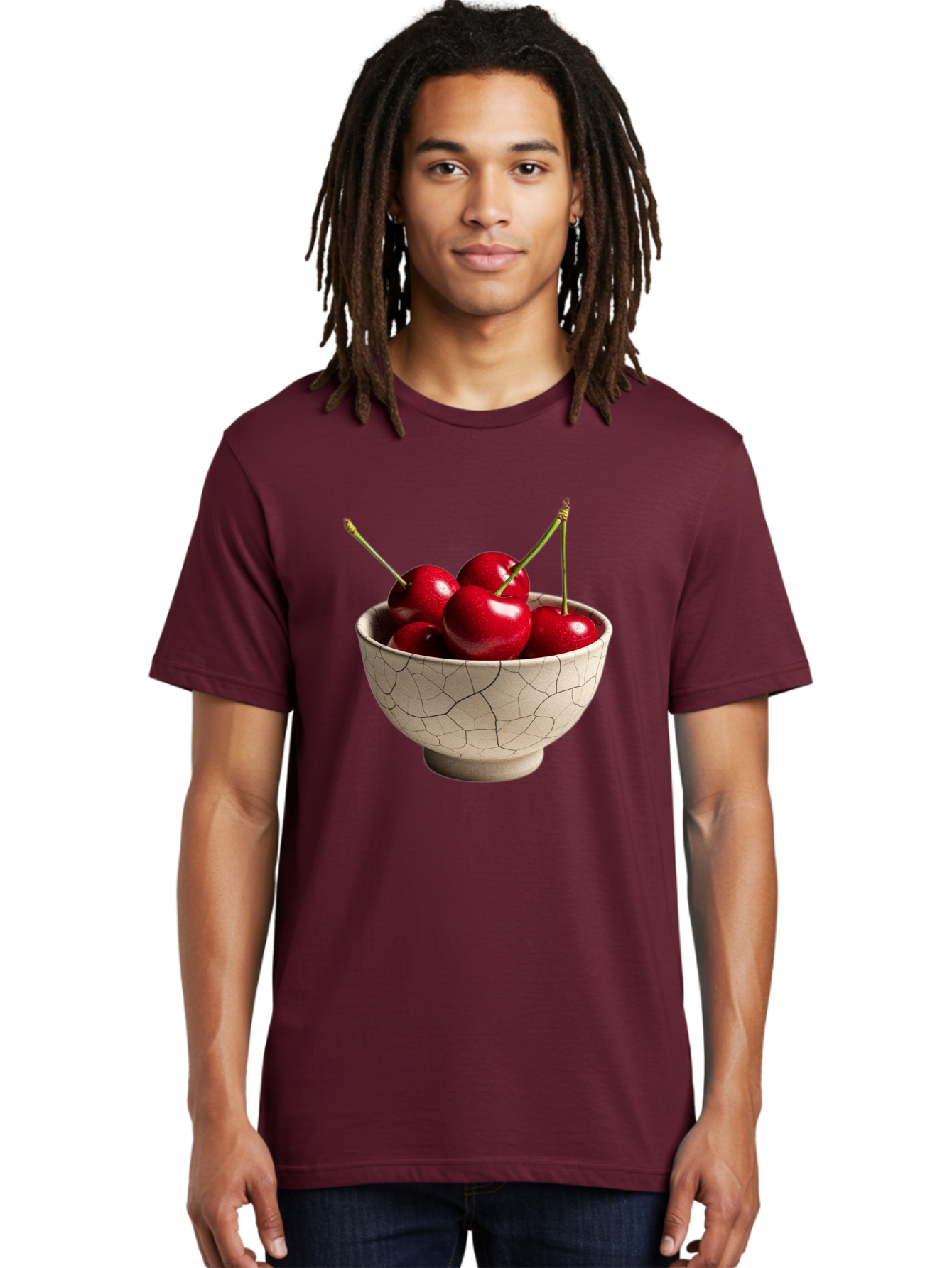 Cherries-In-Kintsugi-Bowl Men'S Graphic Tee, 100% Cotton, Comfortable Casual Summer Wear, Machine Washable, Vintage Camera, Old Camera, Antique Camera, Black Camera, Classic Photography, Photography Equipment, Nostalgic Device, Film Camera, Bah740