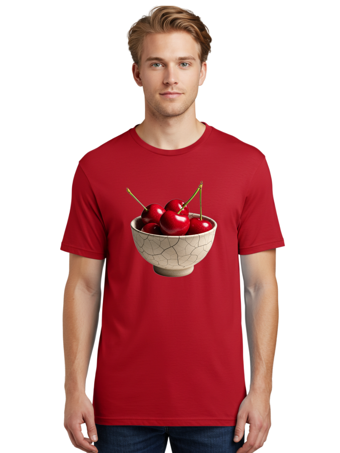 Cherries-In-Kintsugi-Bowl Men'S Graphic Tee, 100% Cotton, Comfortable Casual Summer Wear, Machine Washable, Vintage Camera, Old Camera, Antique Camera, Black Camera, Classic Photography, Photography Equipment, Nostalgic Device, Film Camera, Bah740