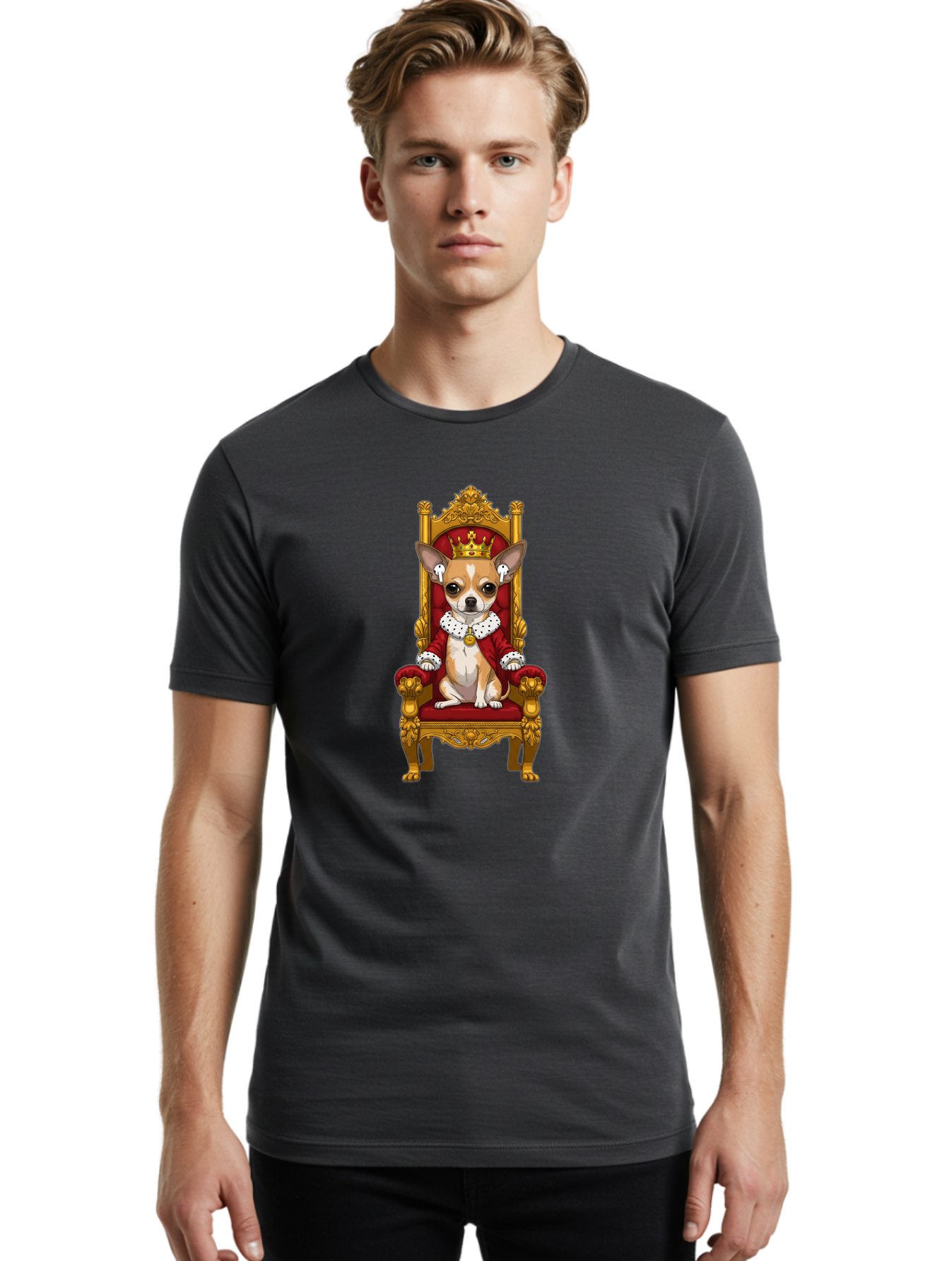 Chihuahua-On-Throne Men'S Graphic Tee, 100% Cotton, Comfortable Casual Summer Wear, Machine Washable, Vintage Camera, Old Camera, Antique Camera, Black Camera, Classic Photography, Photography Equipment, Nostalgic Device, Film Camera, Bah749